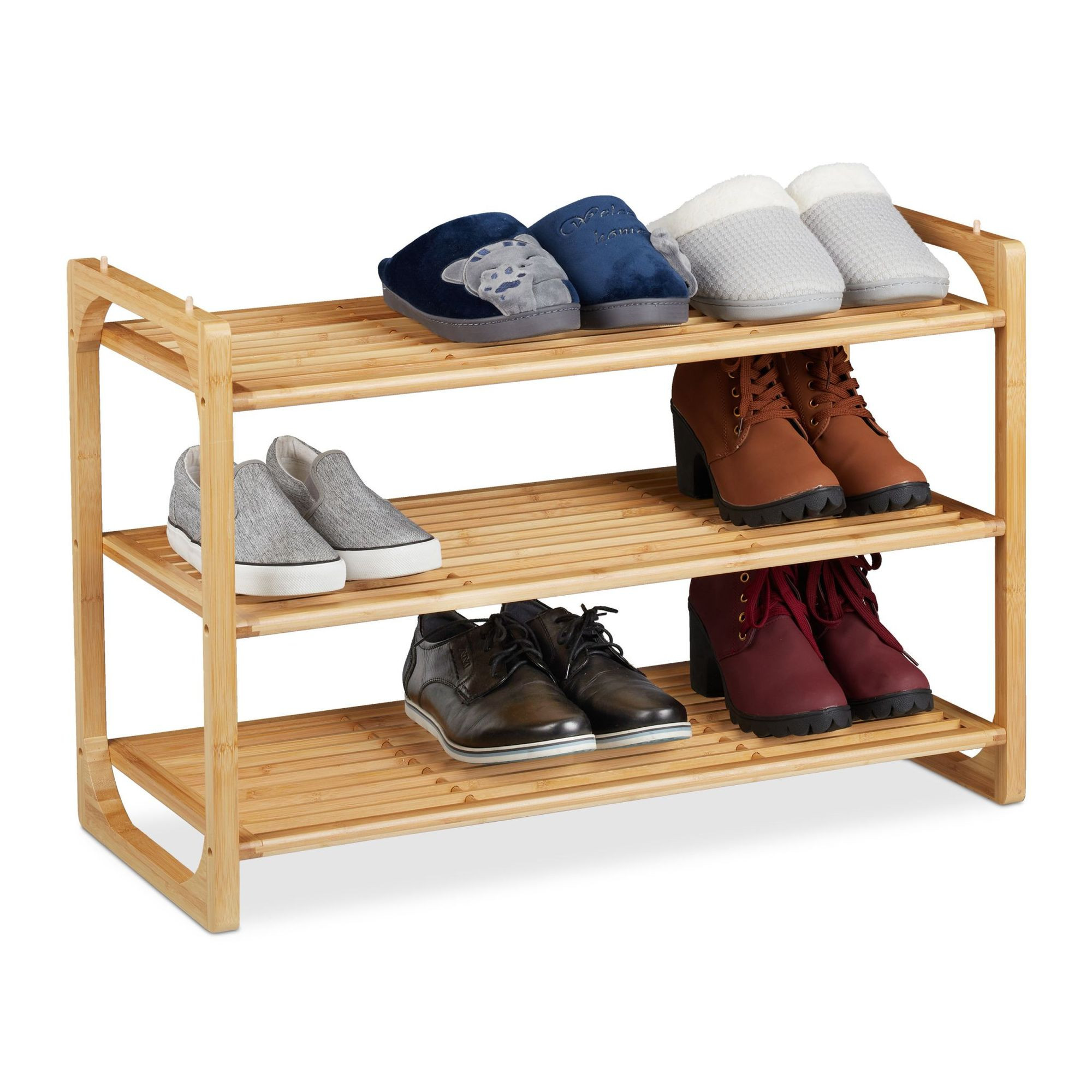 Shoe rack bamboo stackable