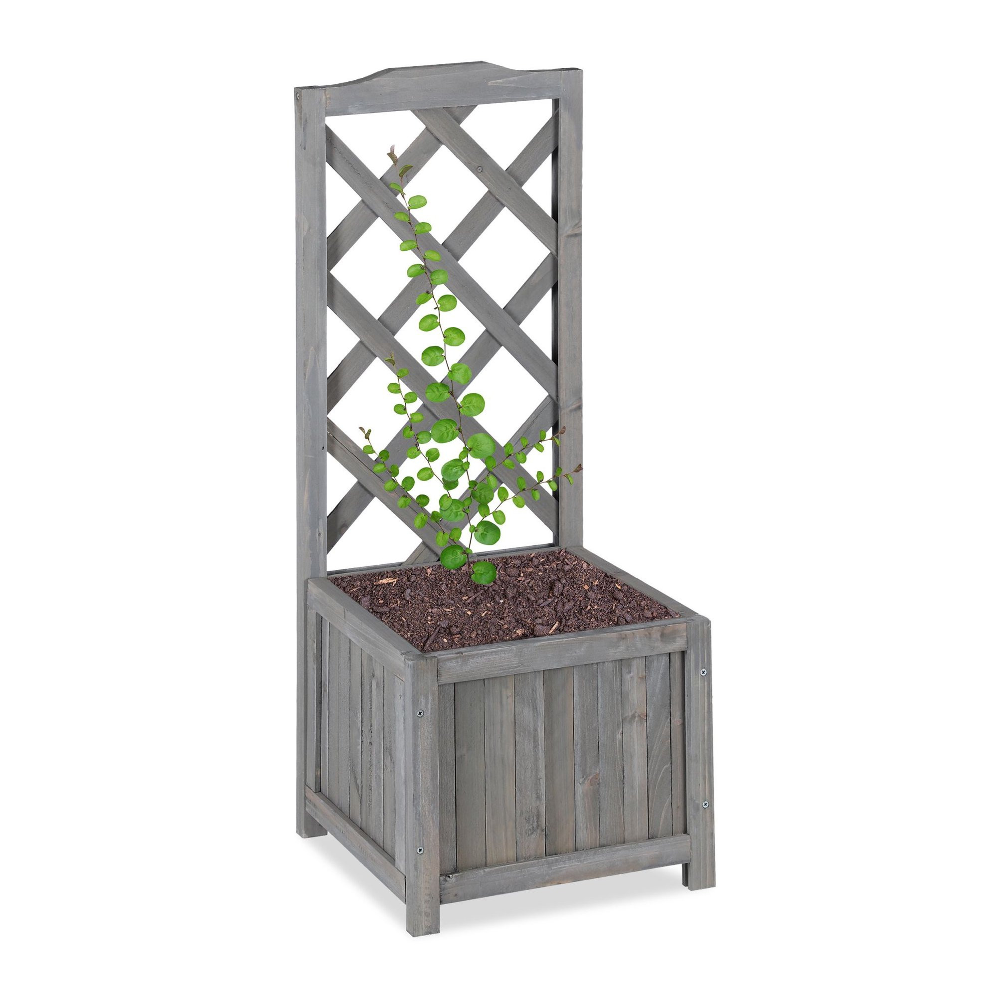 Grey Planter Box with Trellis
