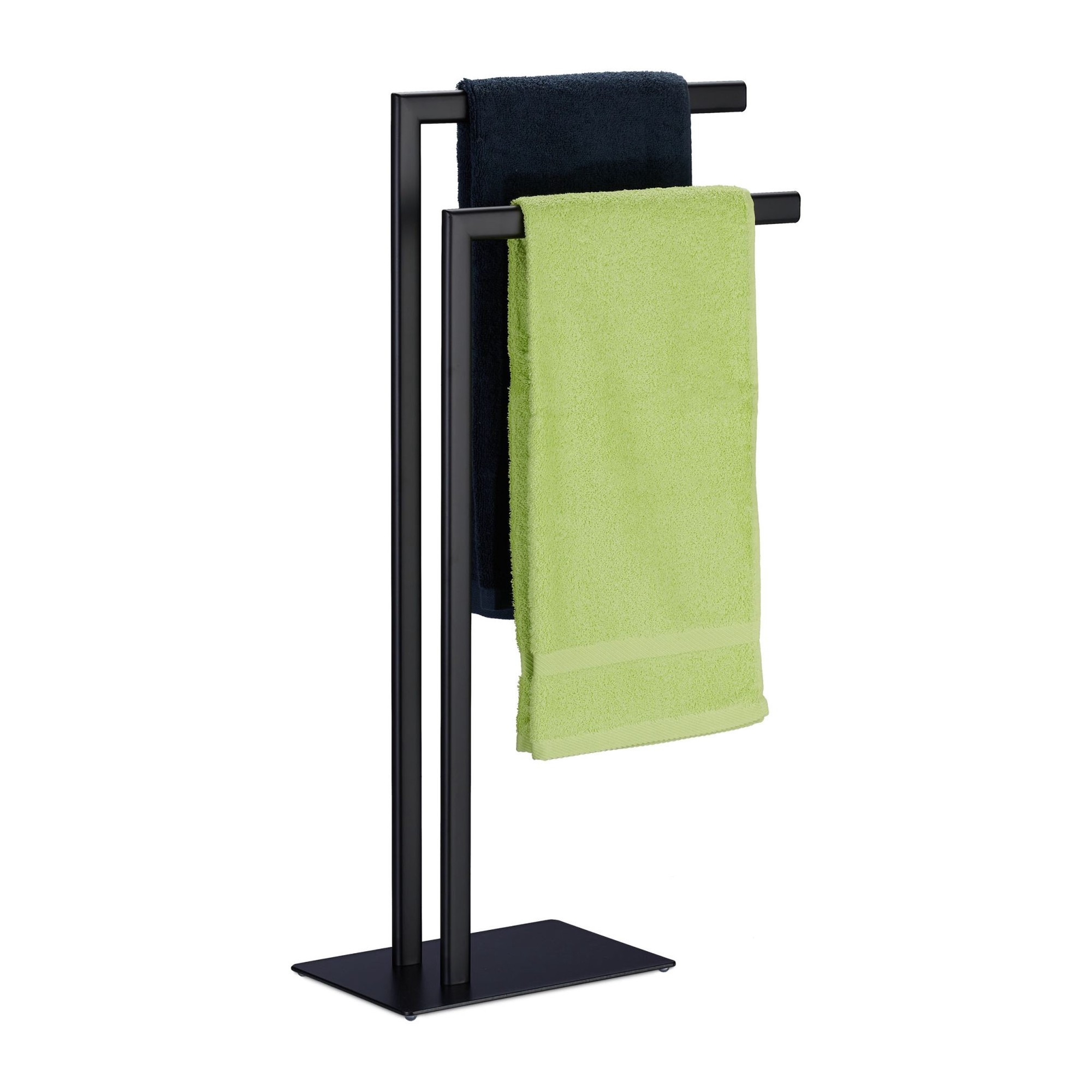Black Towel Rack with 2 Bars