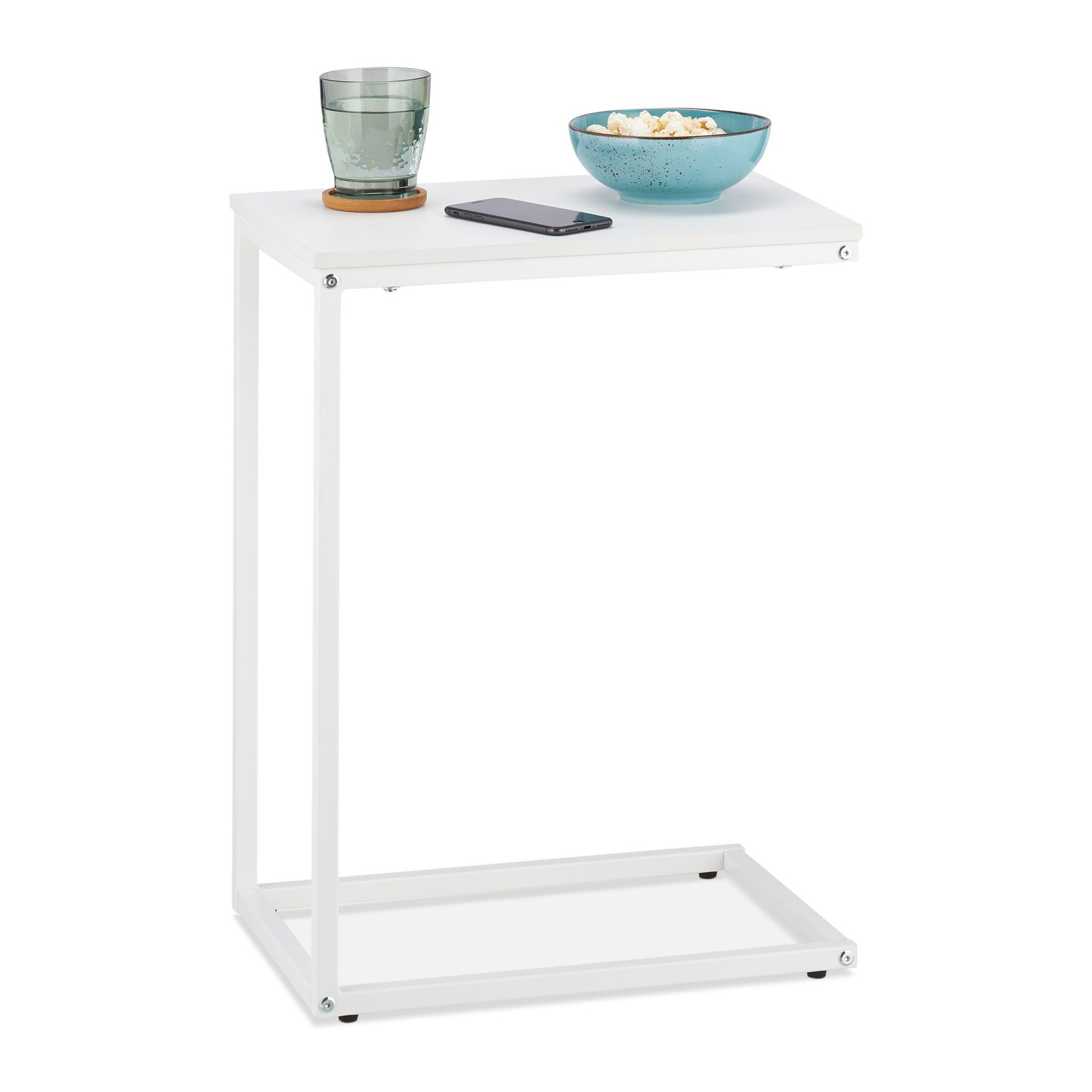 Table d'appoint en forme de C blanche