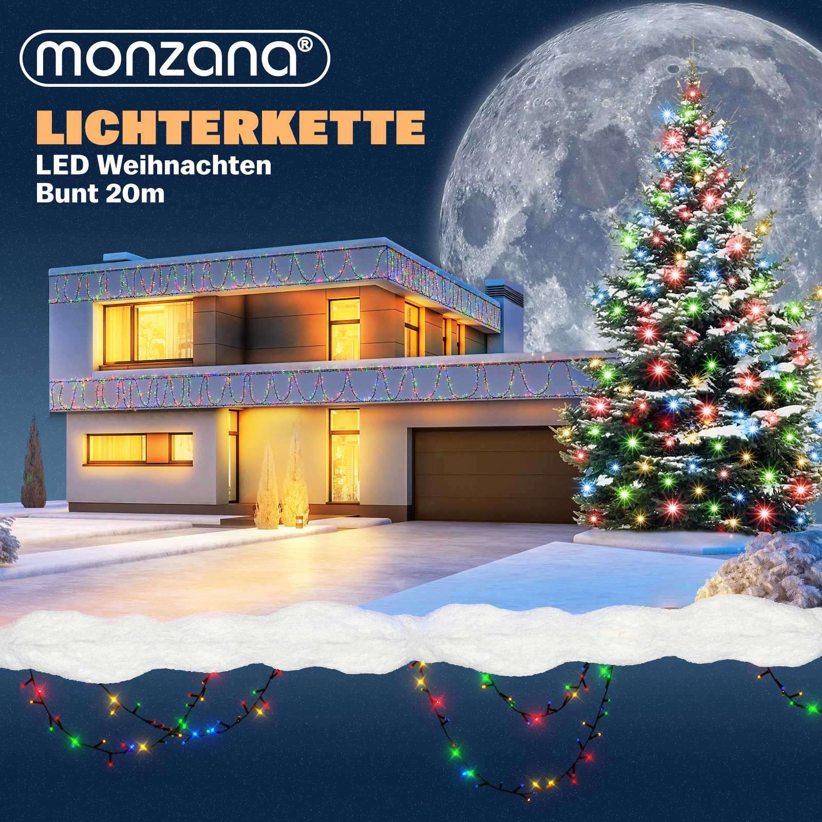 Christmas String Lights, 20m, 200 LEDs, Remote Control