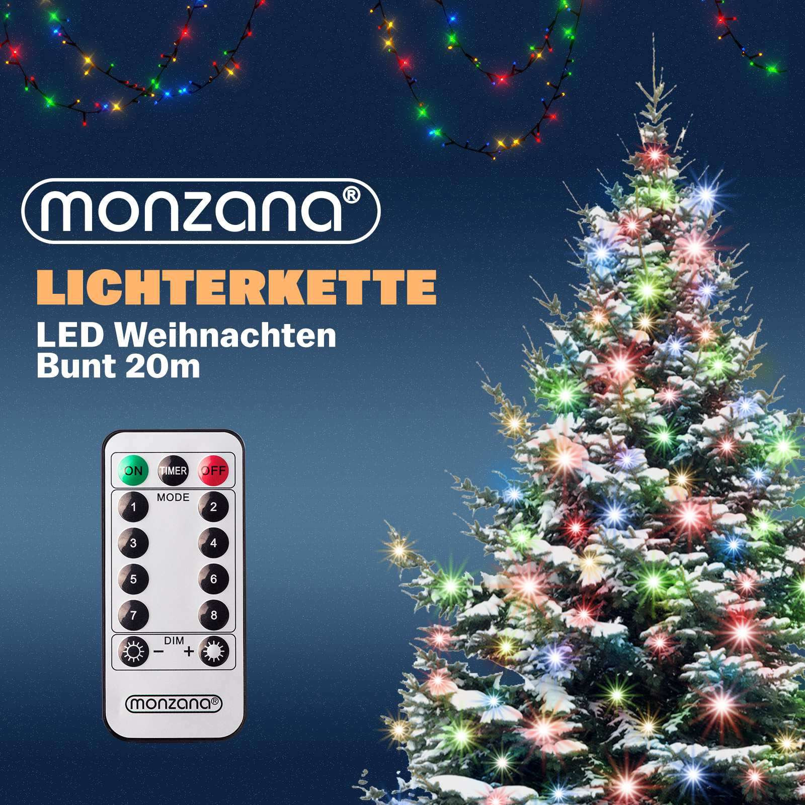 Christmas String Lights, 20m, 200 LEDs, Remote Control