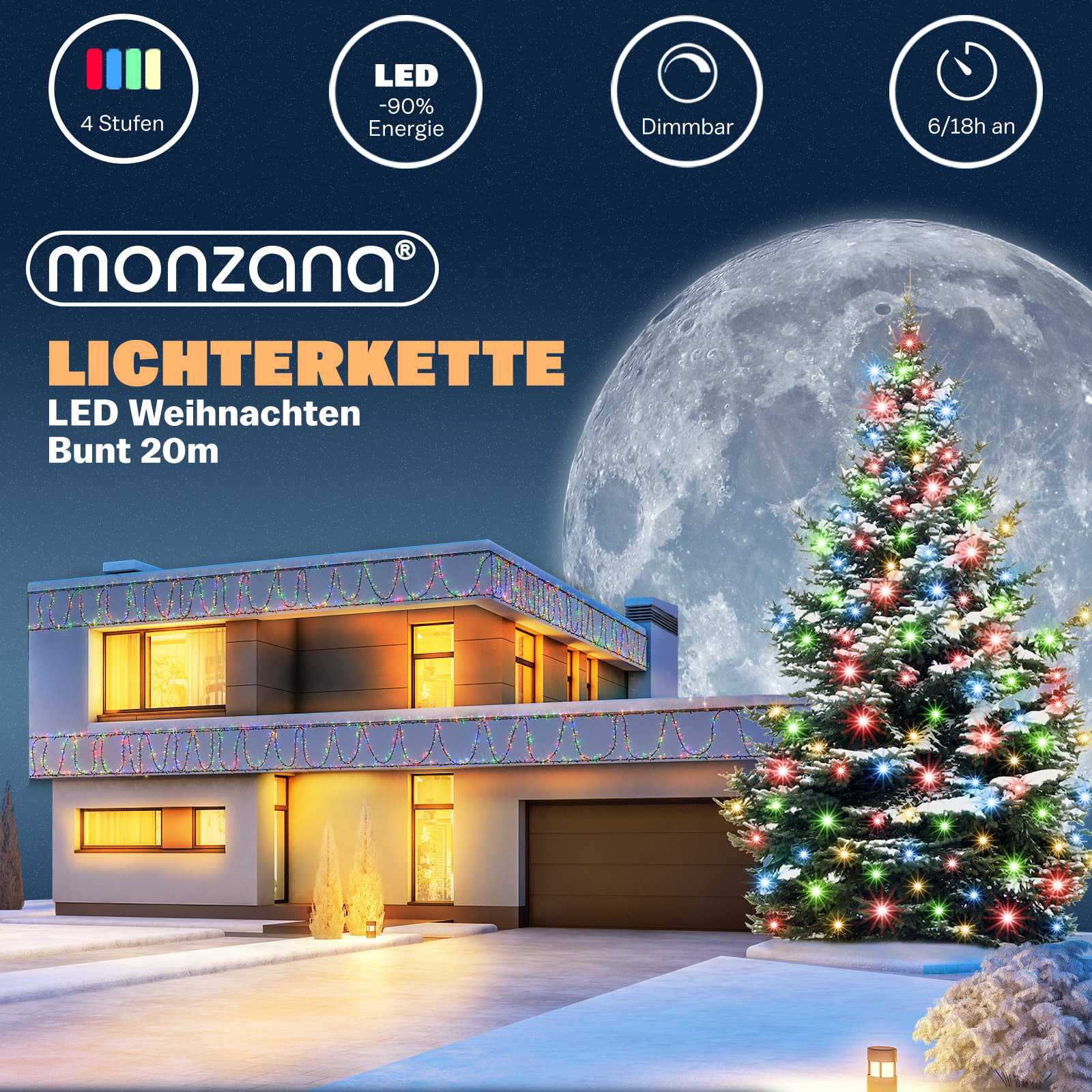Christmas String Lights, 20m, 200 LEDs, Remote Control