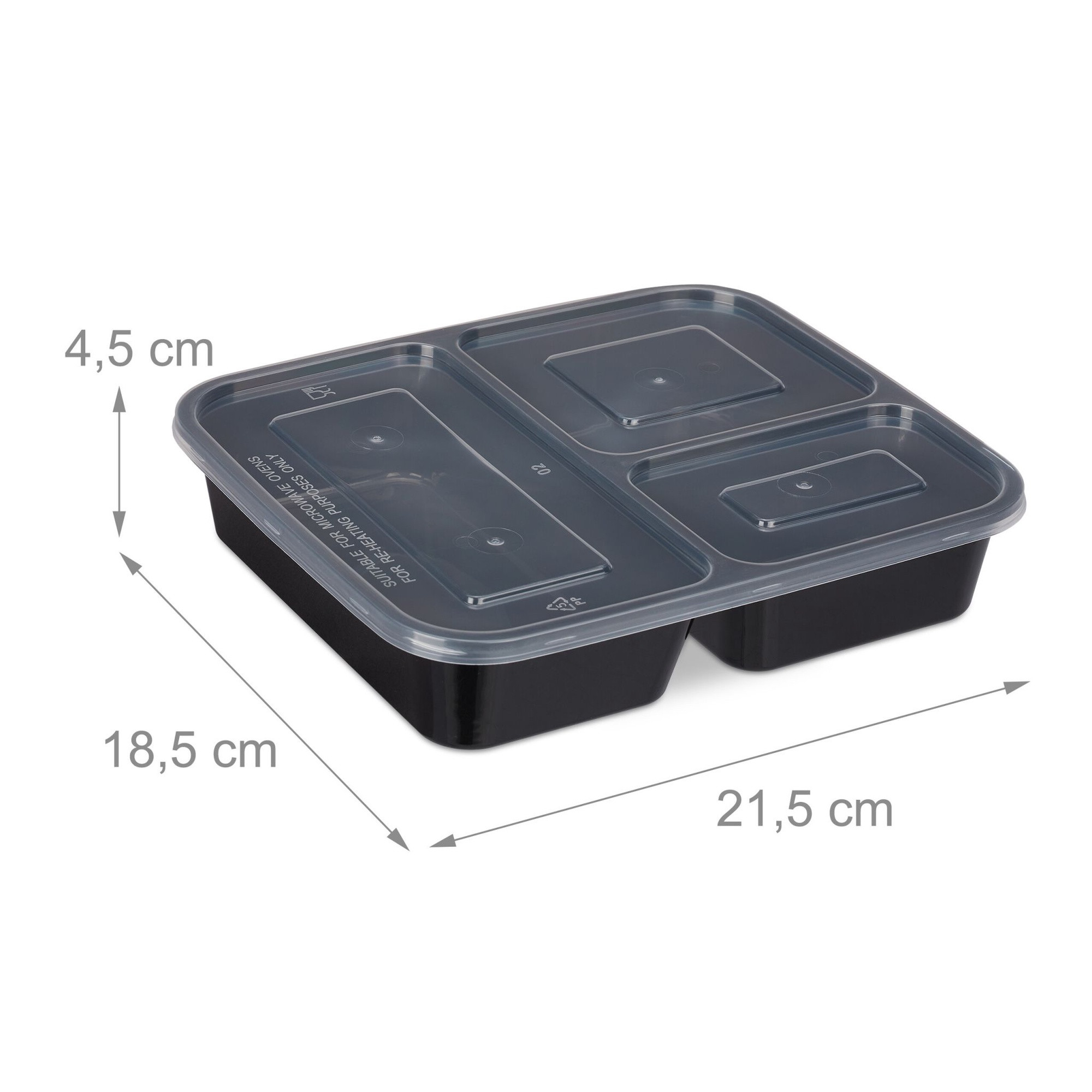 Boîtes de préparation de repas à 3 compartiments - 24 pièces