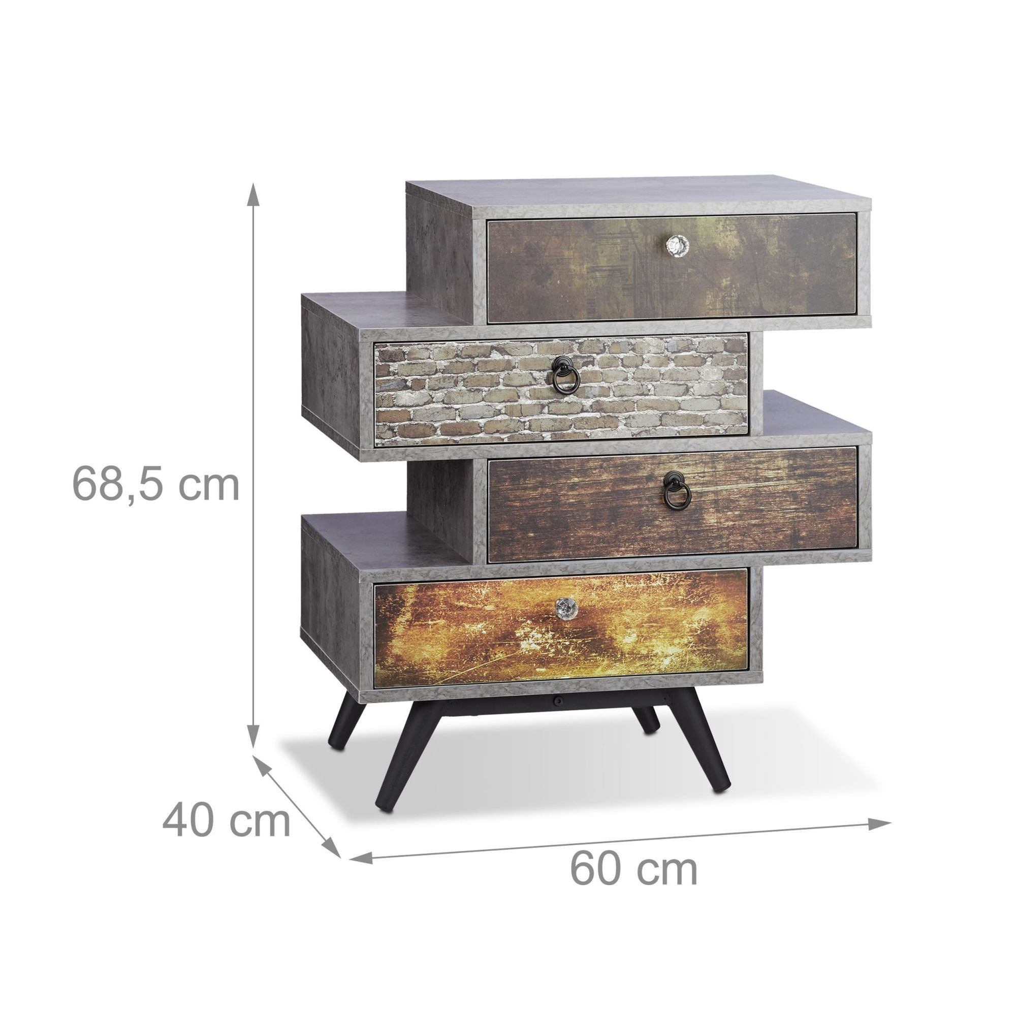 Comò vintage con 4 cassetti