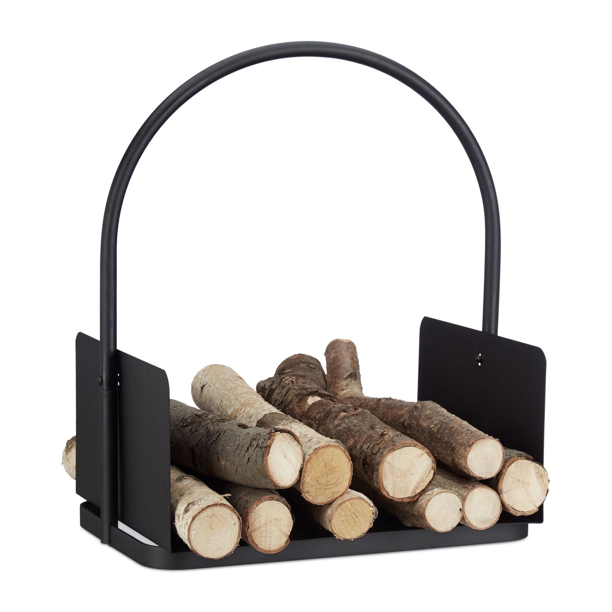 Cesta de lenha em preto