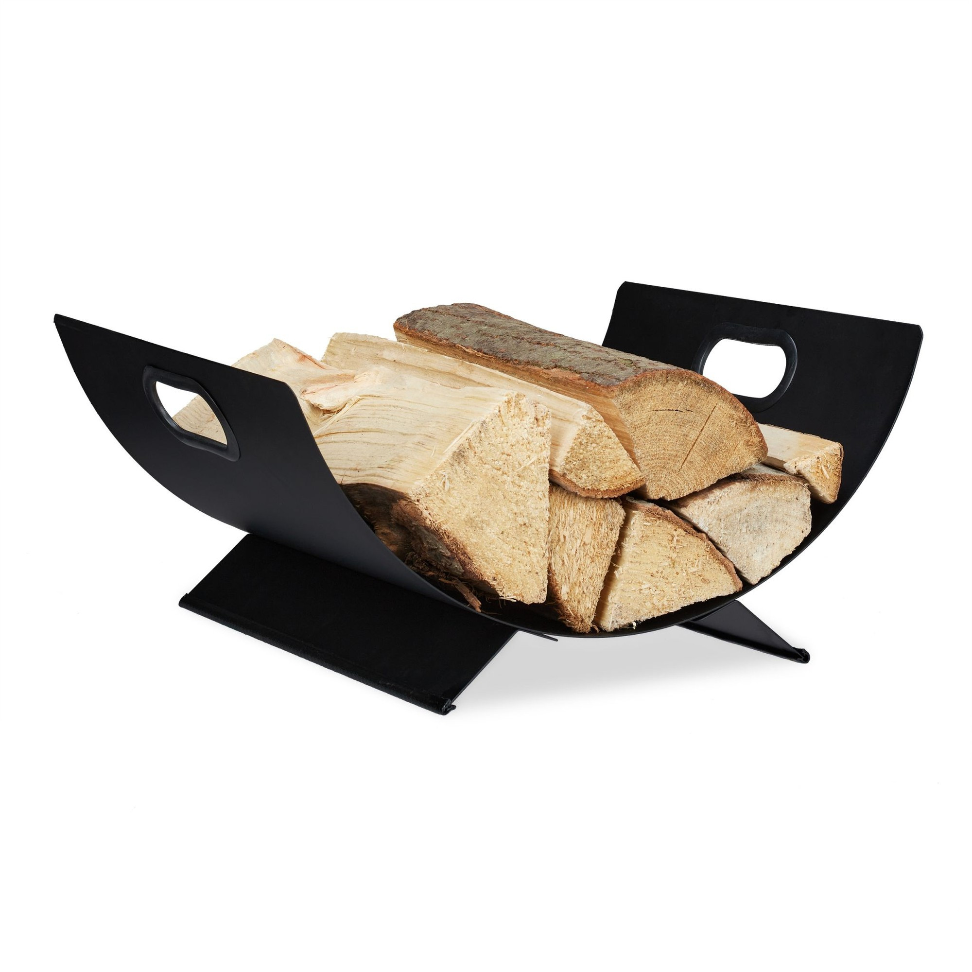 Cesta de lenha em preto