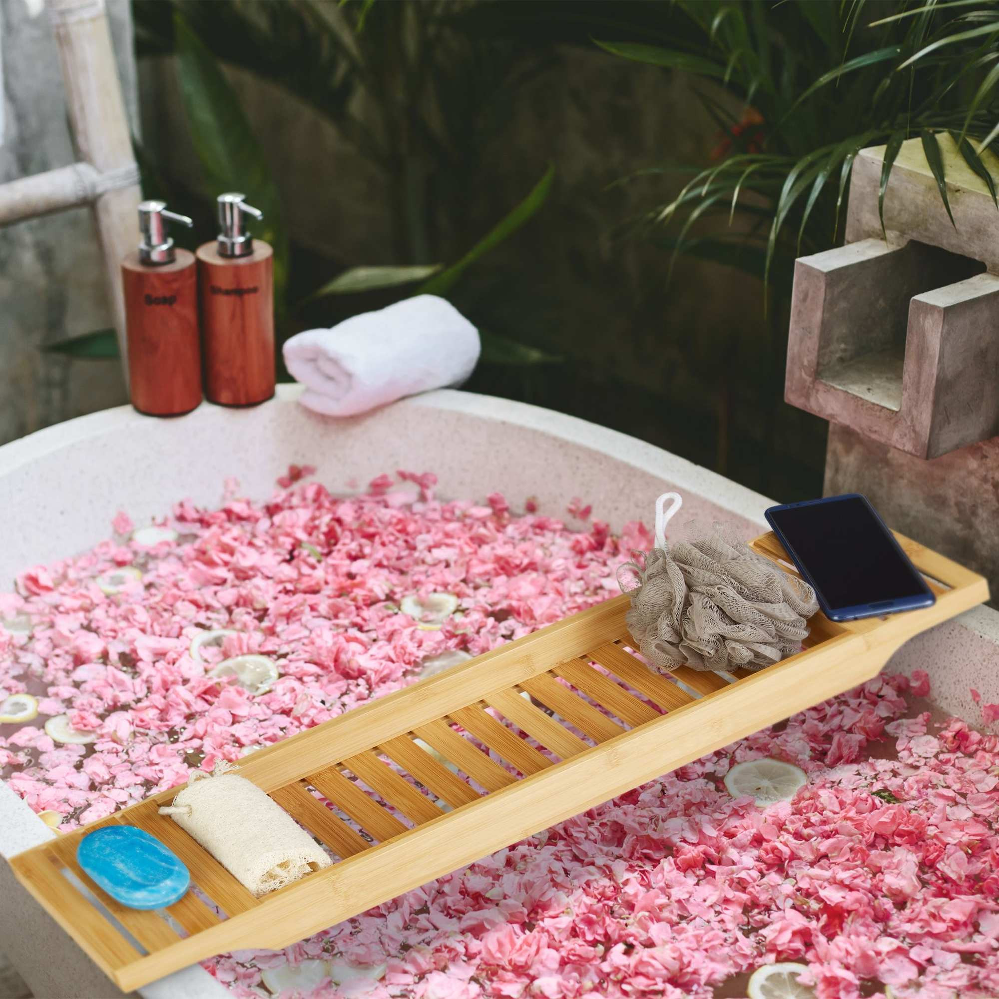 Bandeja de banho de bambu