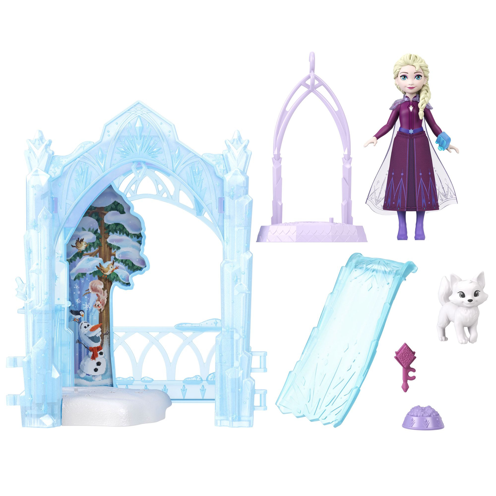 Castelo de Gelo da Elsa de Frozen com Boneca e Raposa