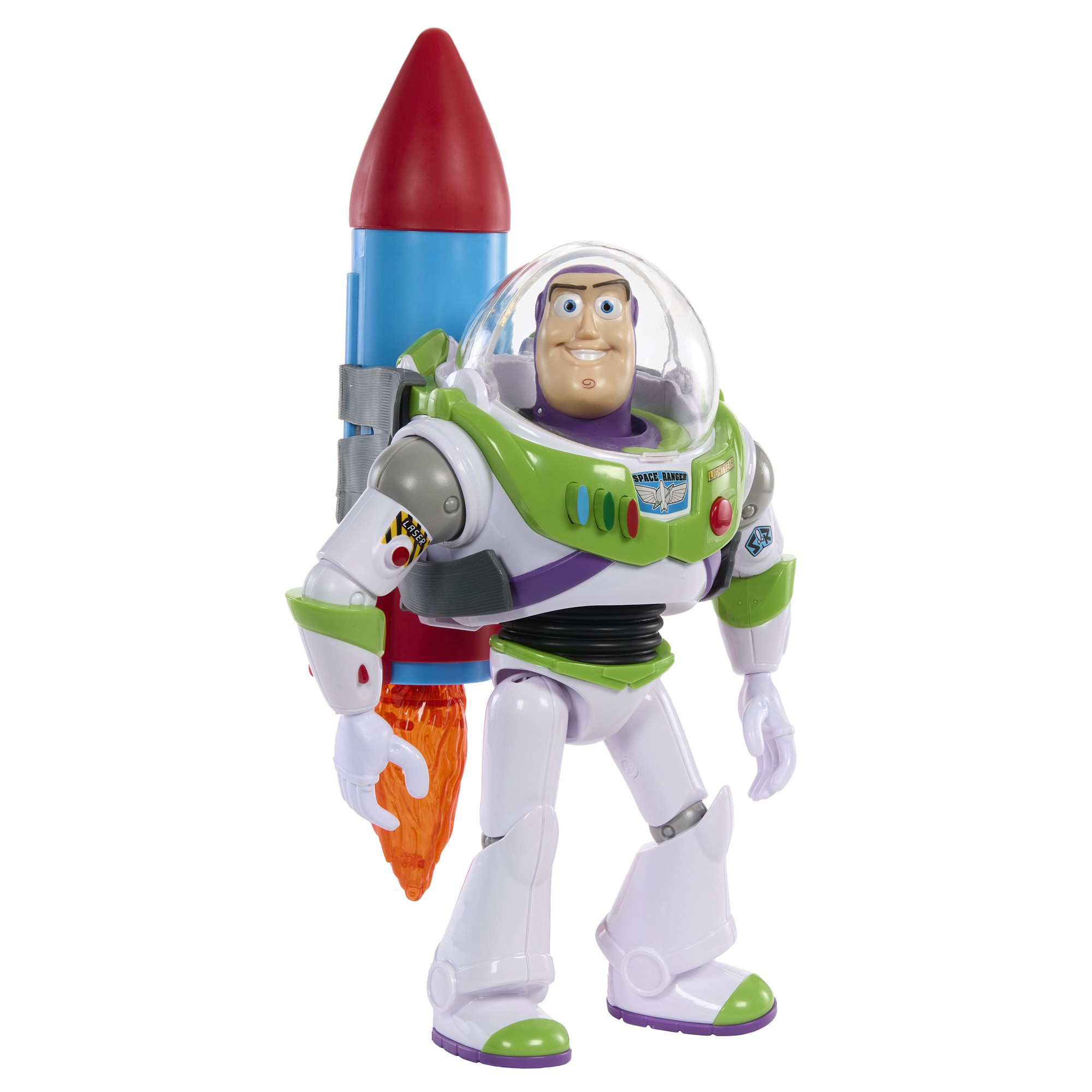 Boneco de ação Buzz Lightyear com foguete e sons