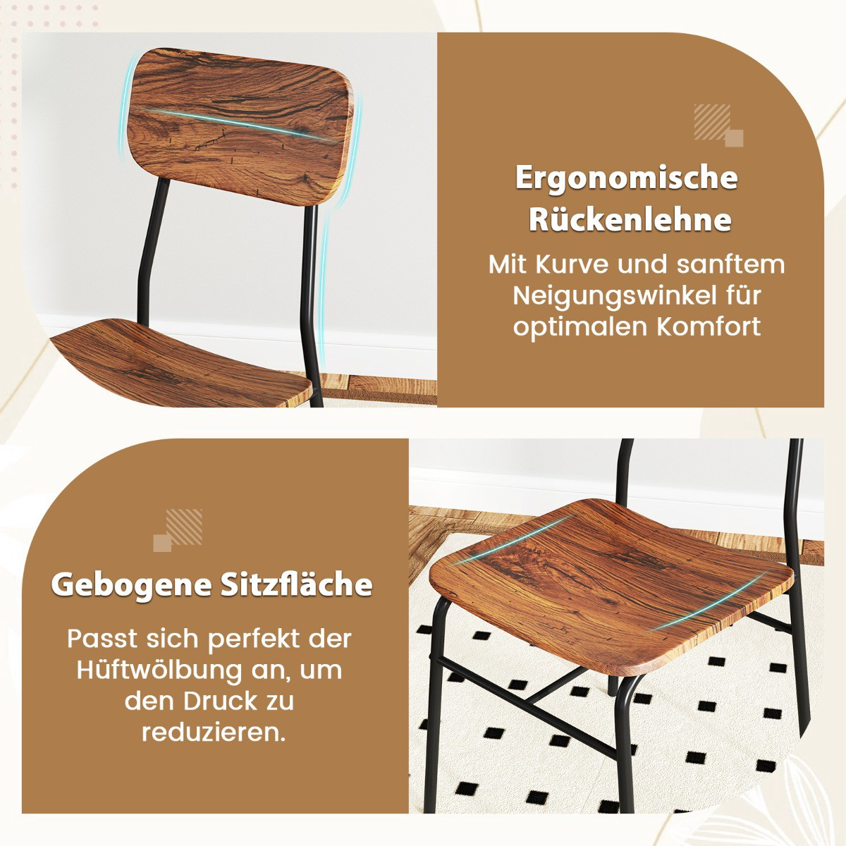 Space-Saving Dining Set with Storage Shelf and 2 Chairs