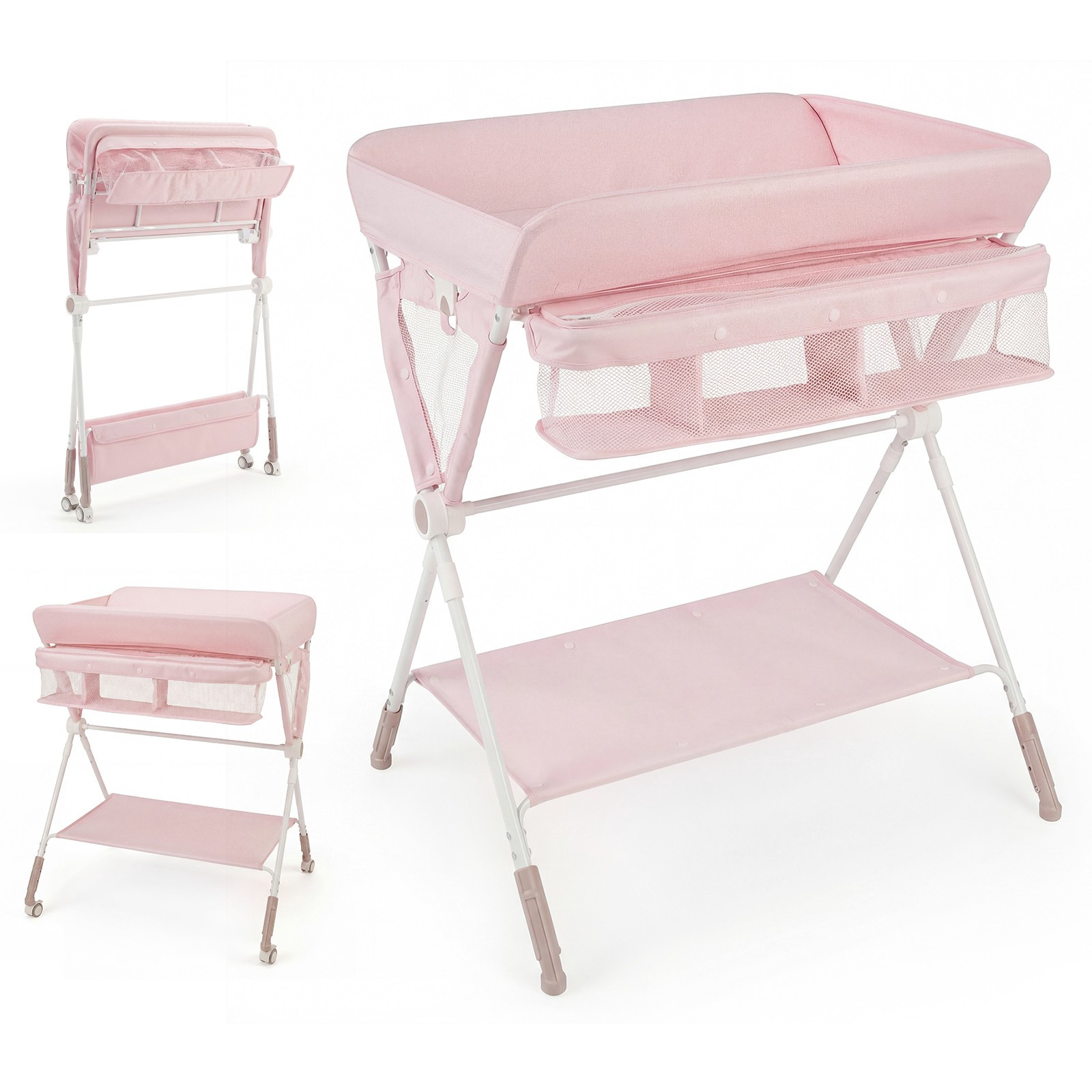 Portable Folding Changing Table with Adjustable Height & Lockable W...