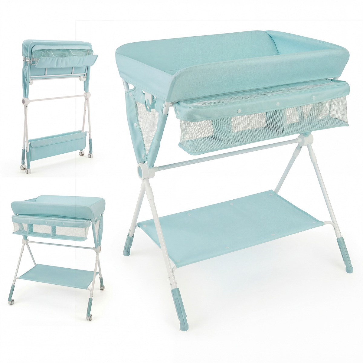 Portable Folding Changing Table with Adjustable Height & Lockable W...