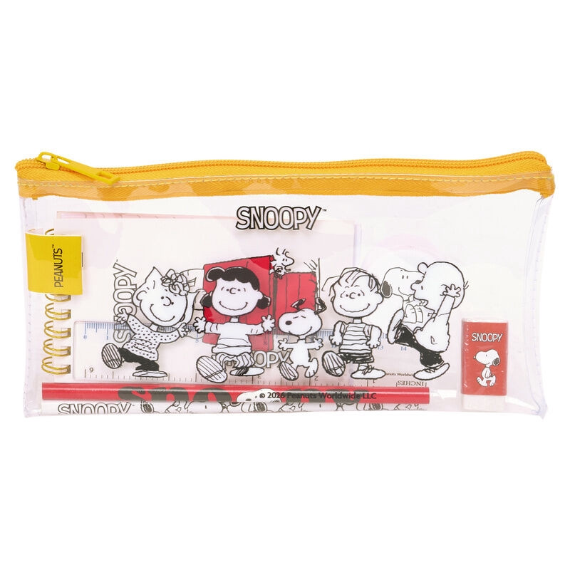 Peanuts Snoopy Pencil Case Set with Ruler & Notepad