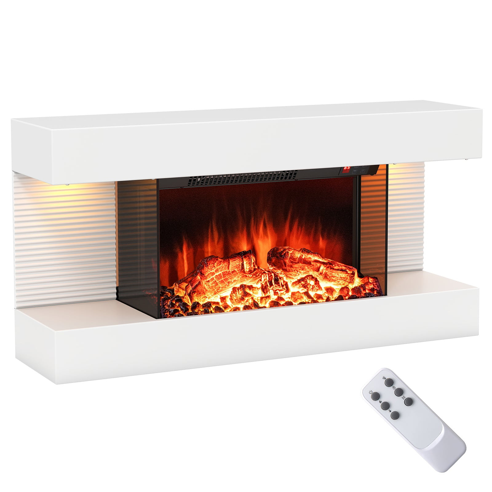 Cheminée électrique murale avec chauffage et éclairage LED