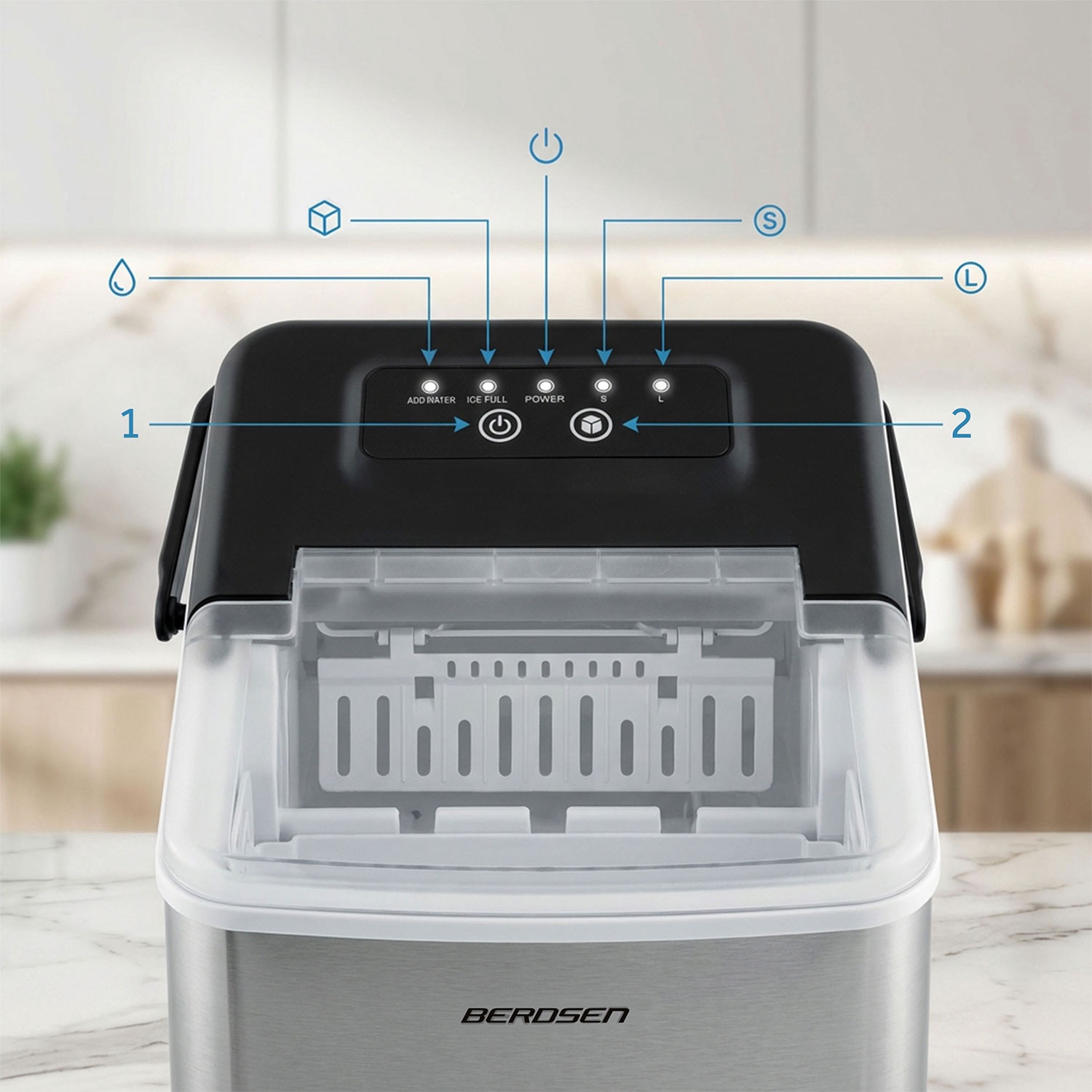 Ice Maker 1.1L, 12kg/24h – Compact, Quick, Efficient