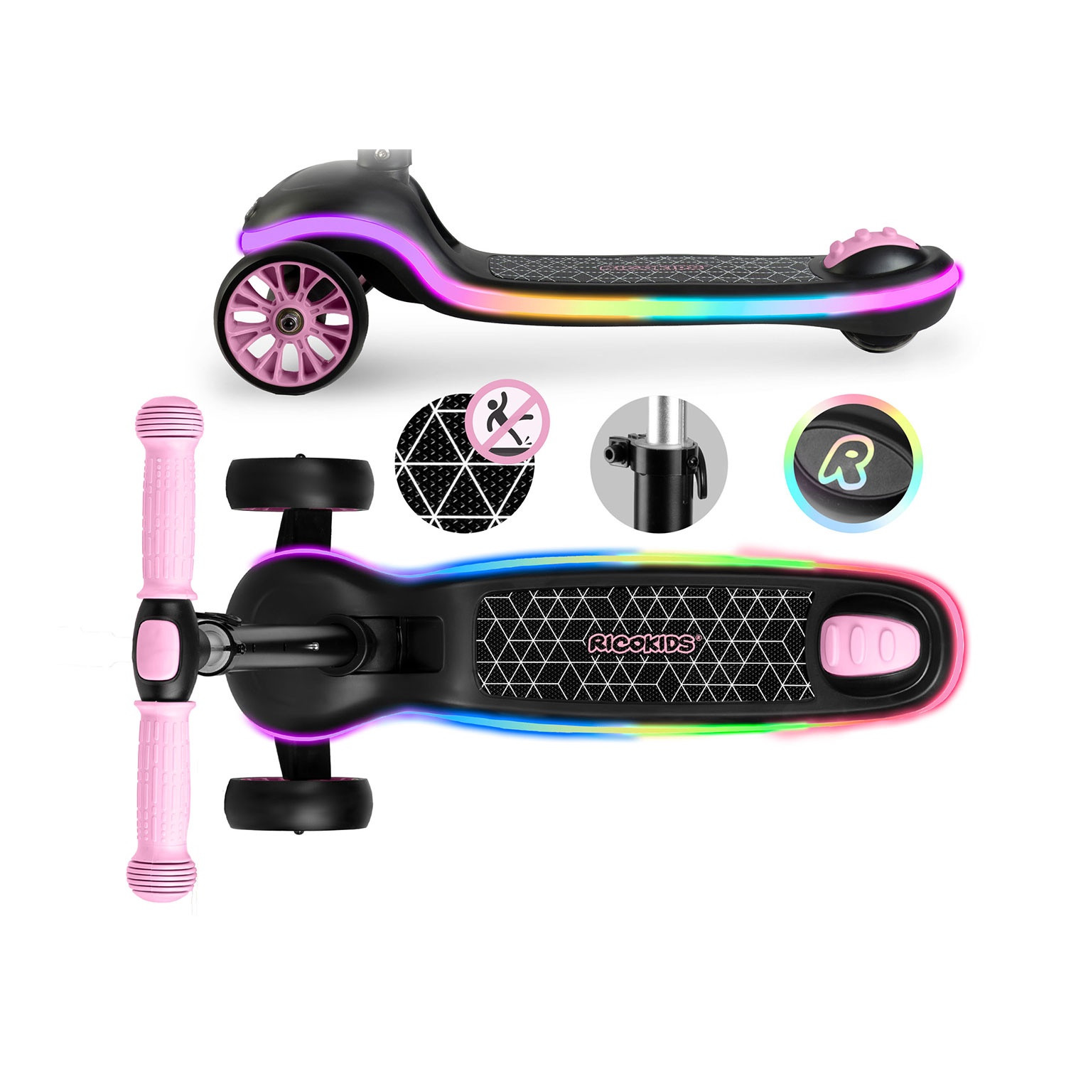 LED-Kinderroller mit verstellbarem Lenker