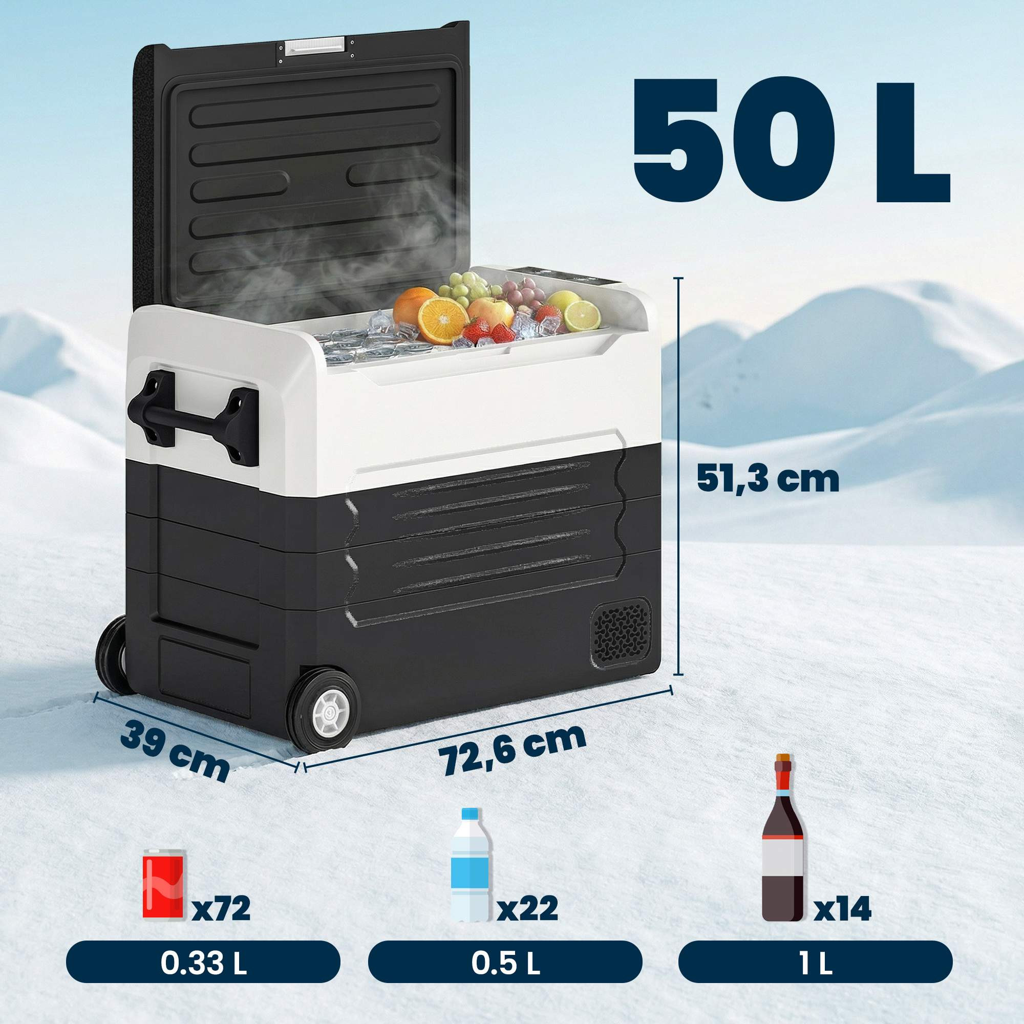 Glacière électrique double zone 50 L avec commande par application