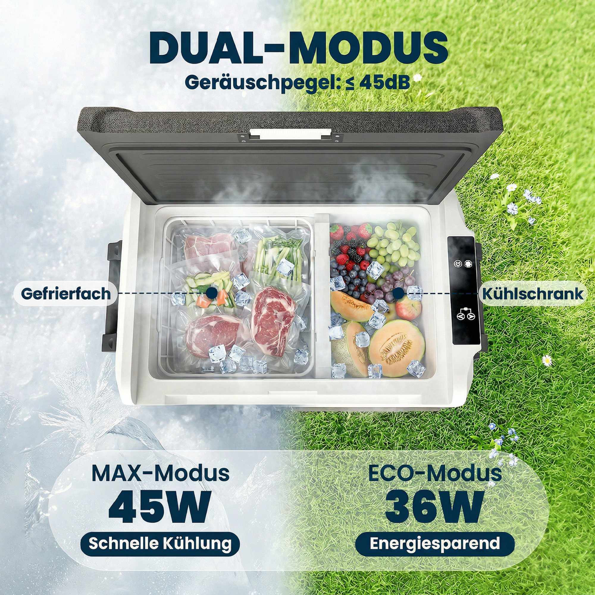 Glacière électrique double zone 50 L avec commande par application