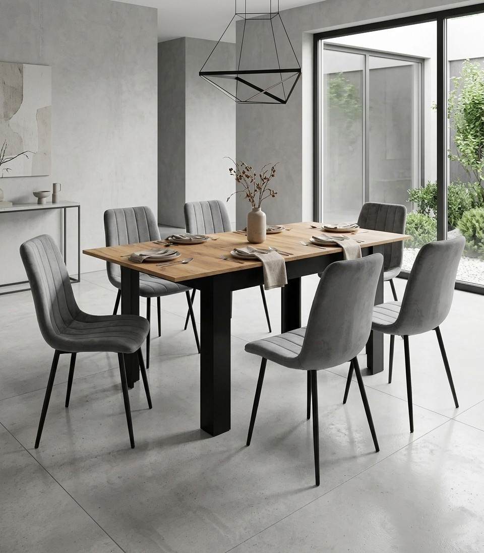 Extendable Dining Table, 120–160 cm, Oak Finish