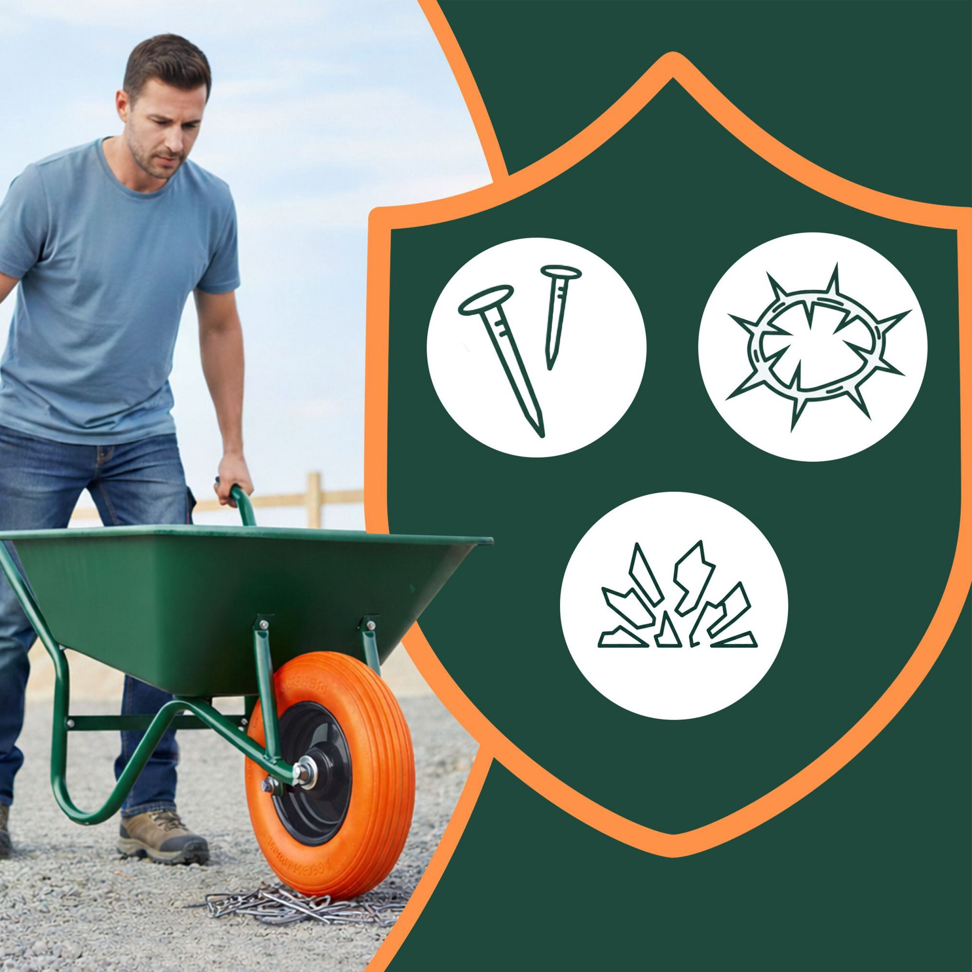 Wheelbarrow Wheel 4.00-8 Solid Rubber, Puncture-Proof