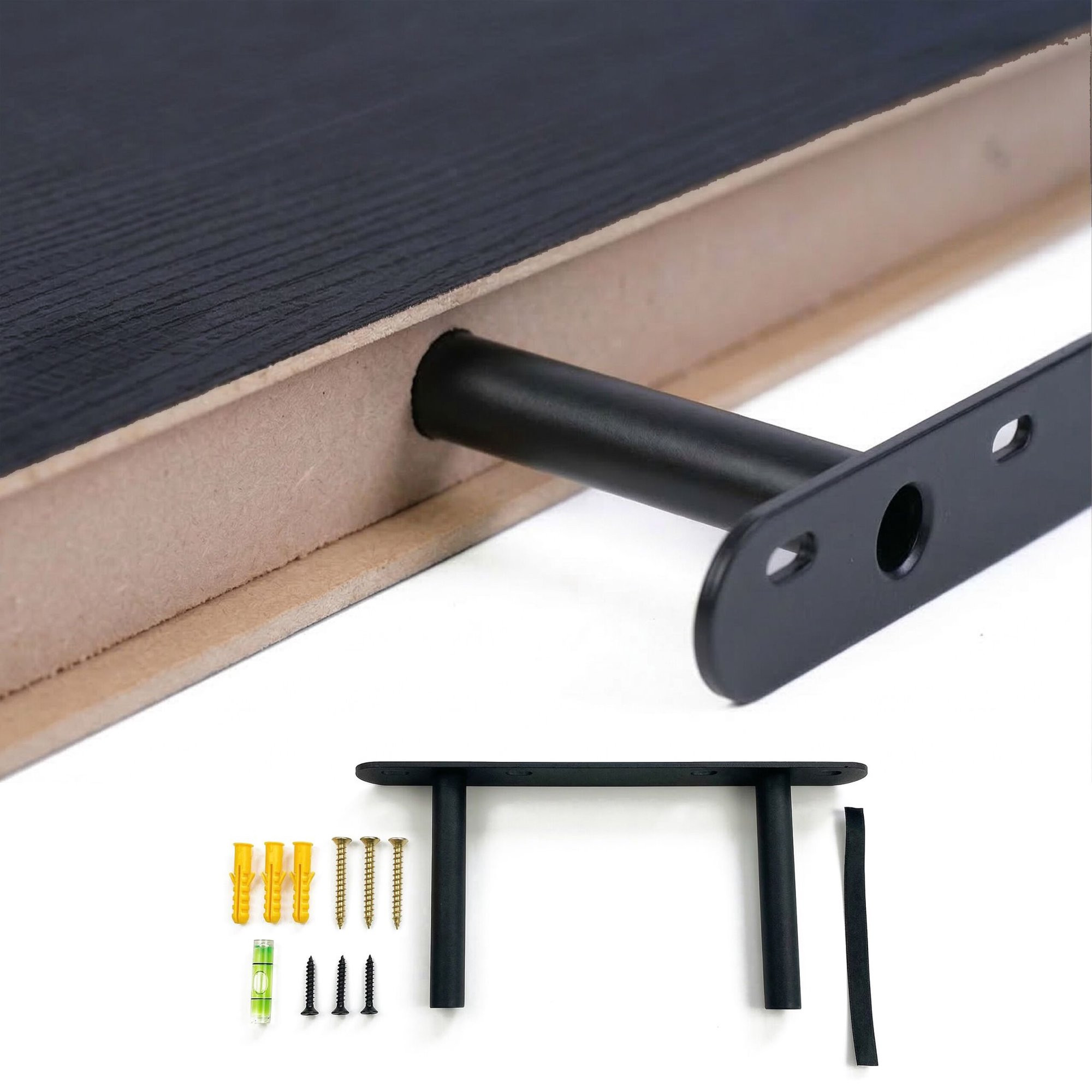 Floating Wall Shelf With Metal Bracket, Wall-Mounted