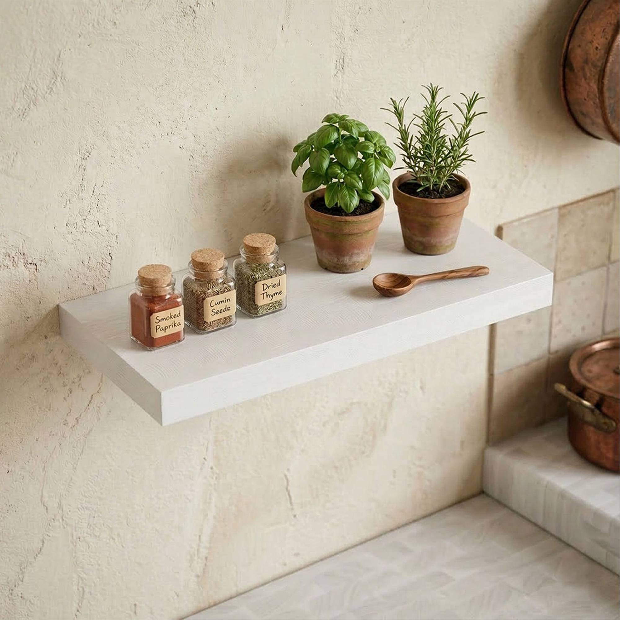 Wall-Mounted Shelf With Metal Bracket, Floating Display