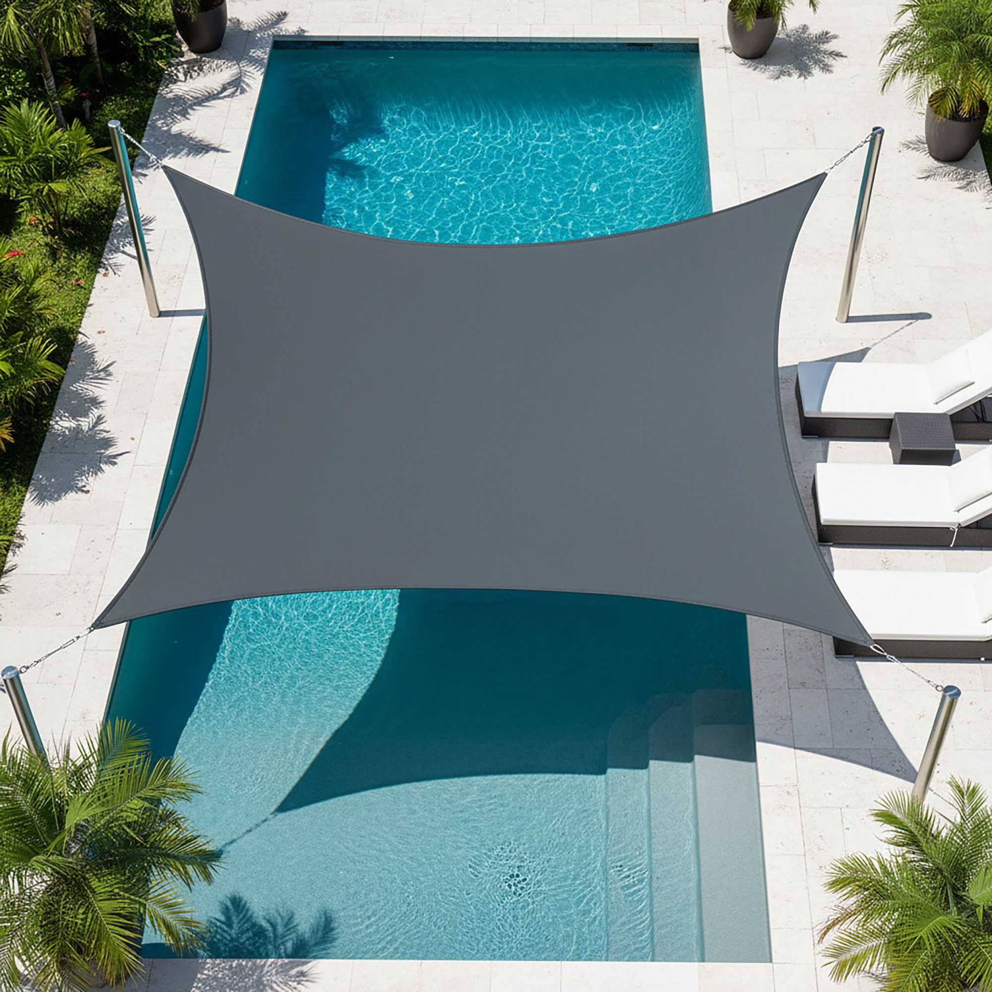 Voile d'ombrage à œillets, polyester, déperlant