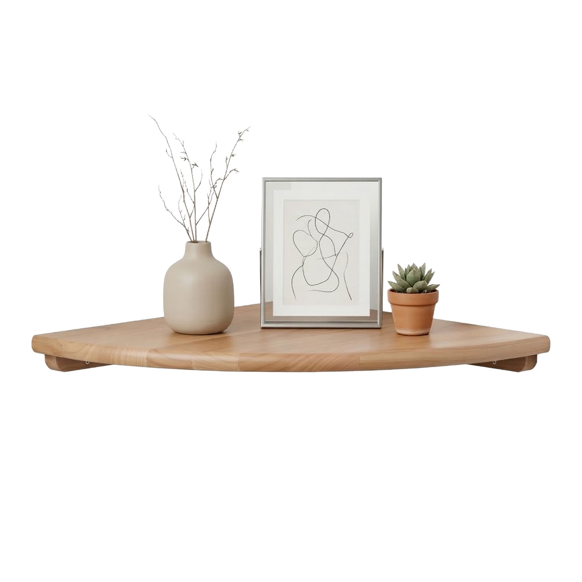 Corner Wall Shelf, Walnut, Wall-Mounted Semi-Circle