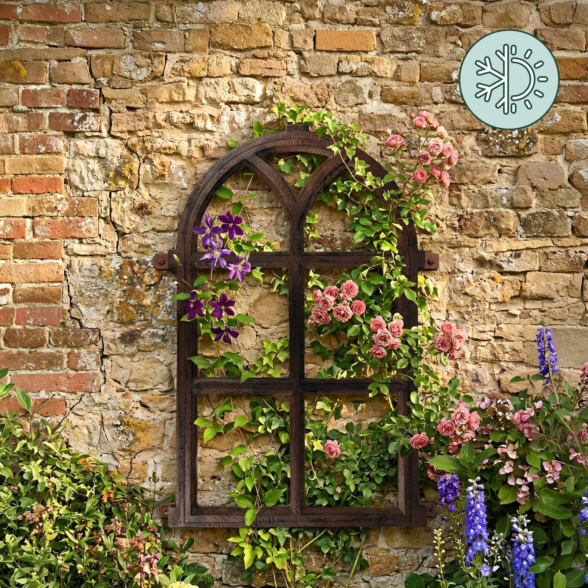 Cast Iron Stable Window – Rustic Rust-Patina Trellis