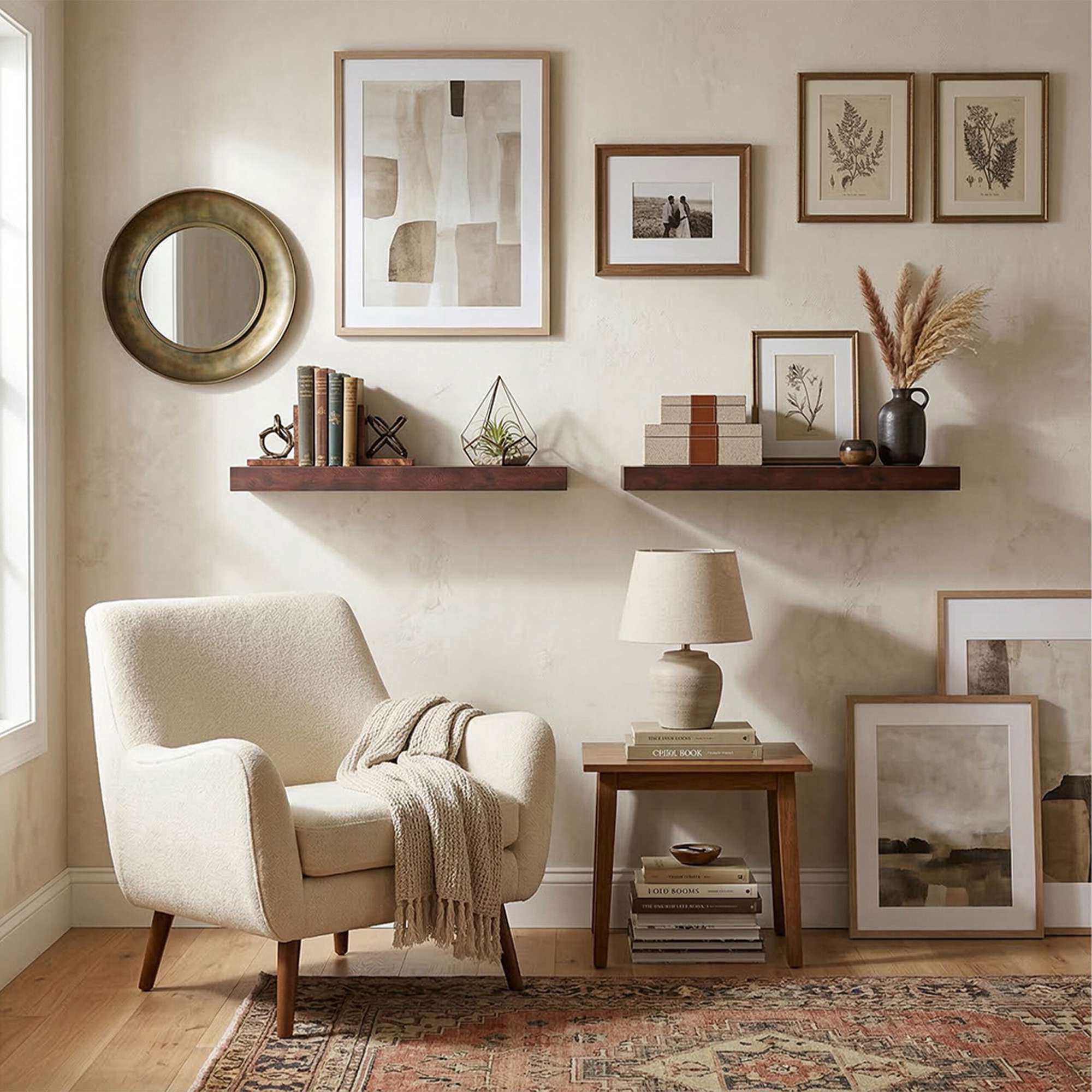 Wall-Mounted Floating Shelf With Metal Bracket
