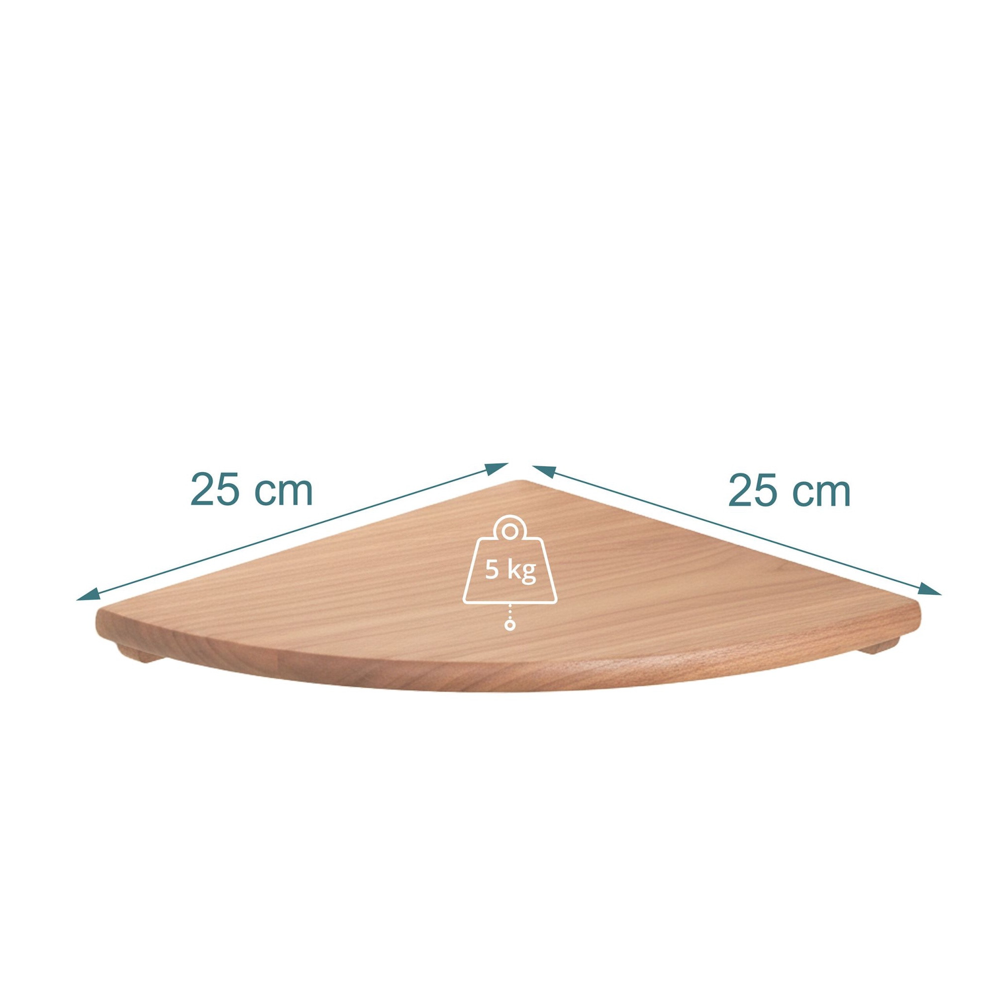 Corner Wall Shelf, Walnut Semi-Circle, Wall-Mounted