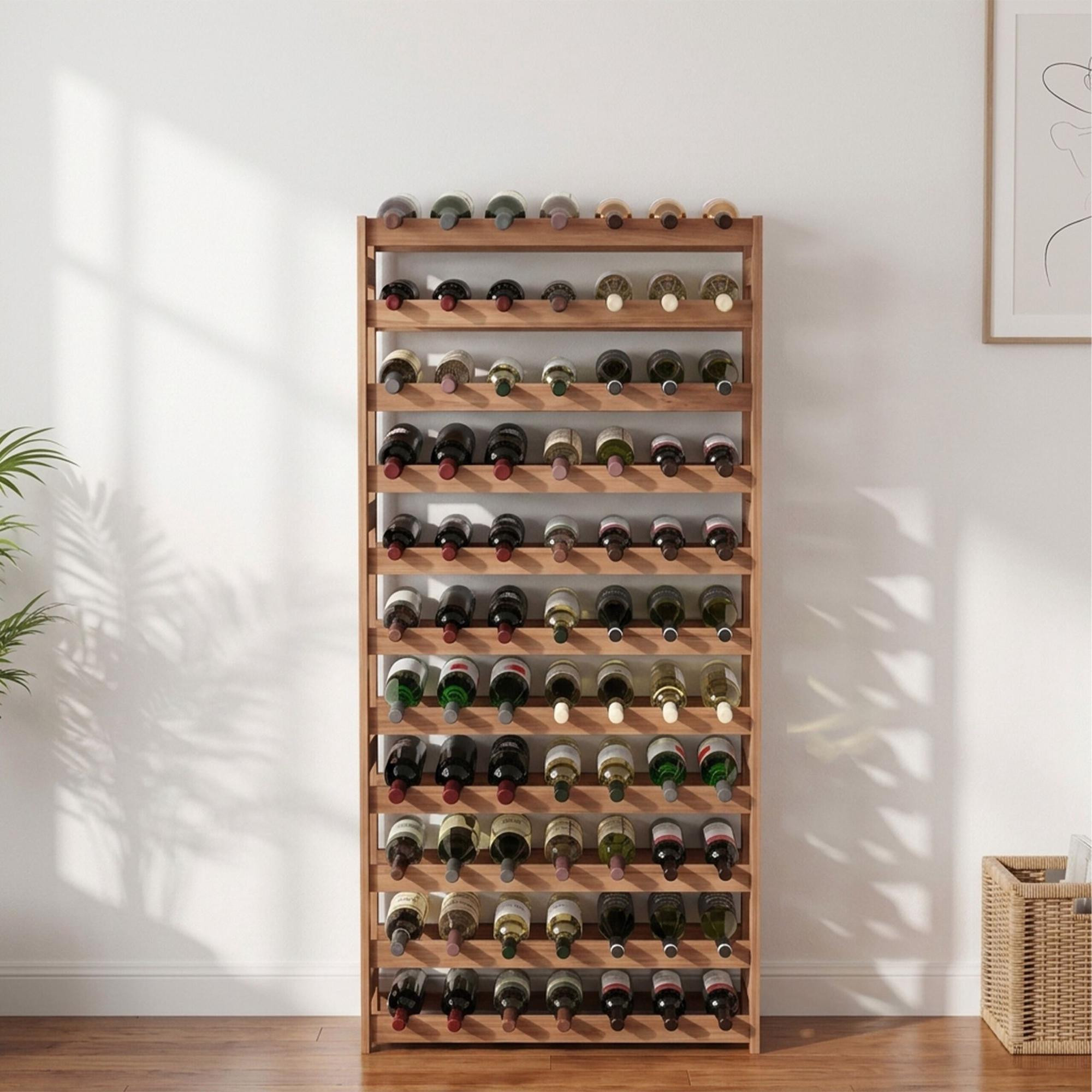 Wine Bottle Rack, Walnut – Horizontal Cork-Safe Storage