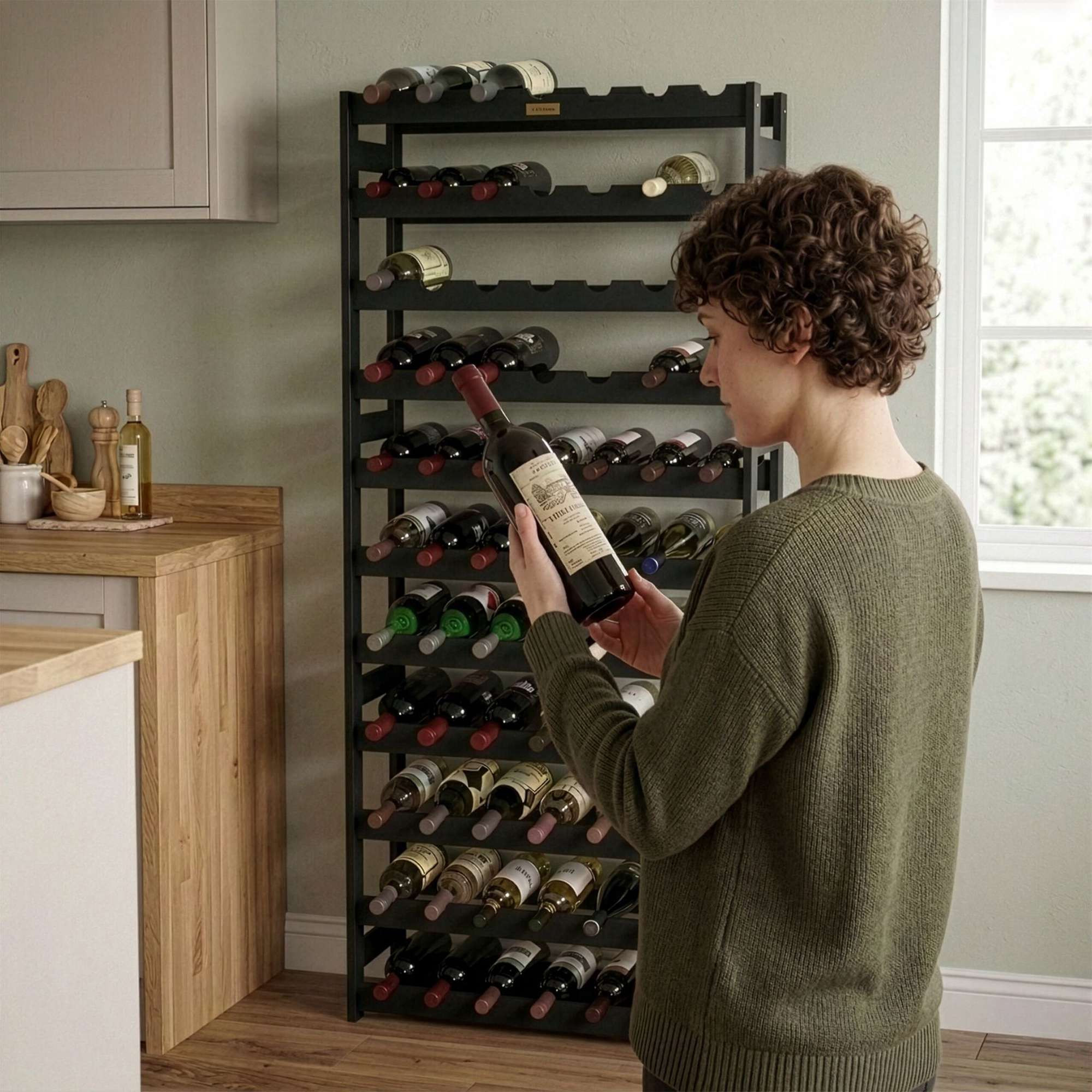 Wine Bottle Holder Rack, Walnut, Horizontal Storage