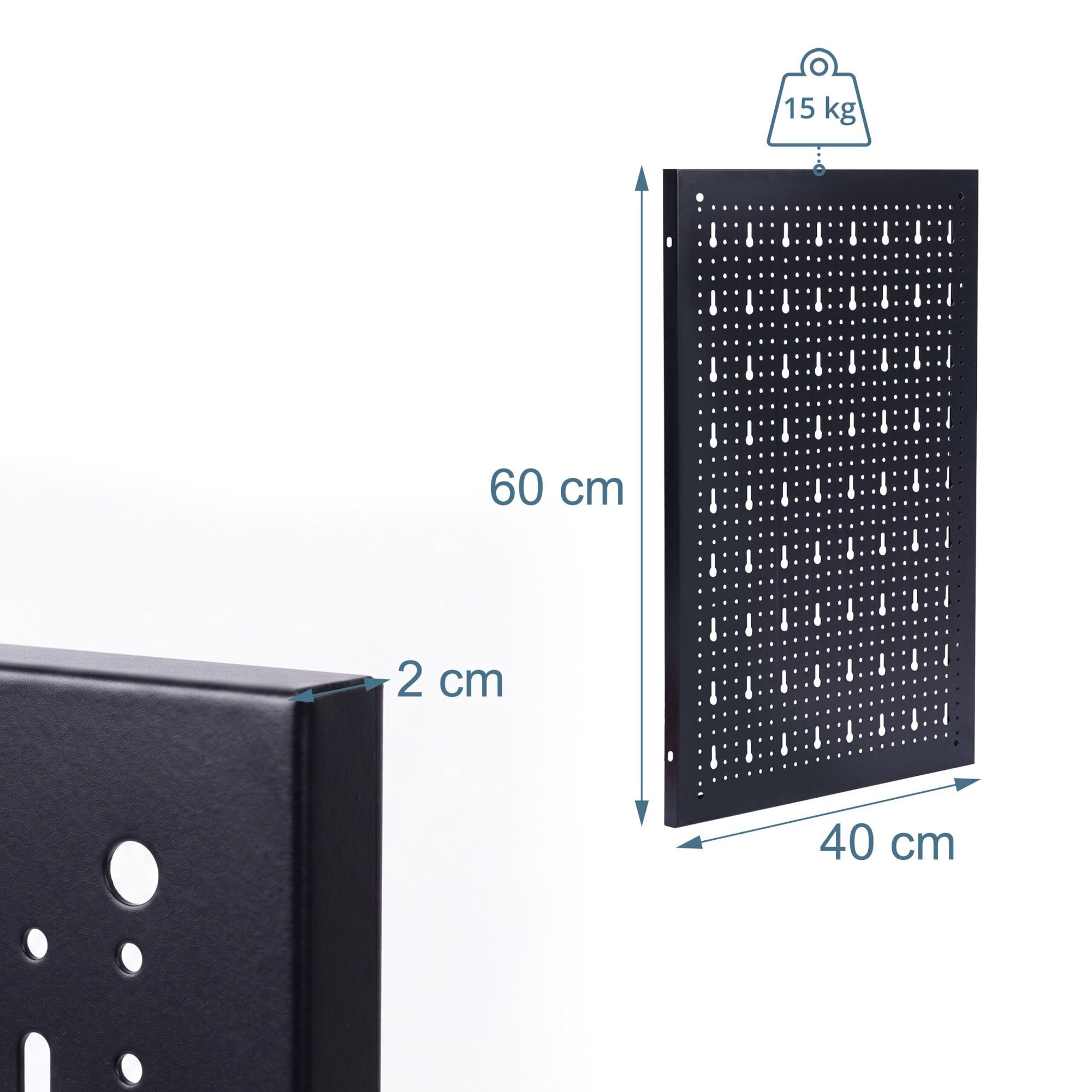 Steel Wall-Mounted Tool Pegboard With Hook Set
