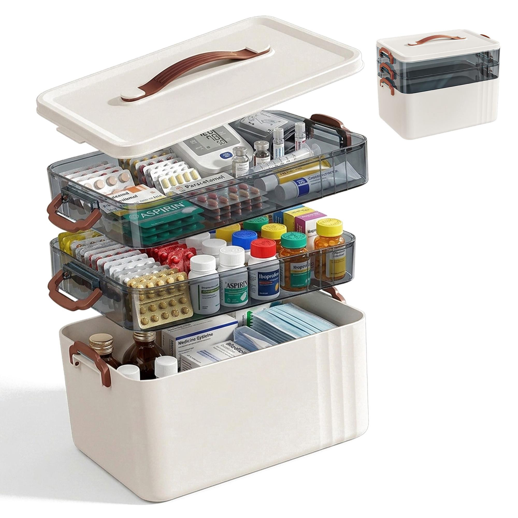 Medicine Storage Box – Plastic, 2 Clear Removable Inserts