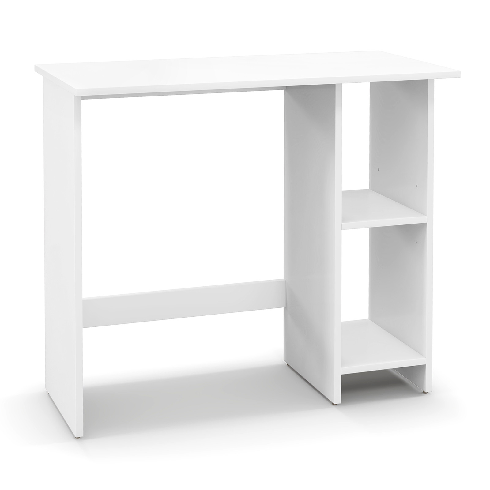 Small Computer Desk With Storage, Adjustable Shelf, White