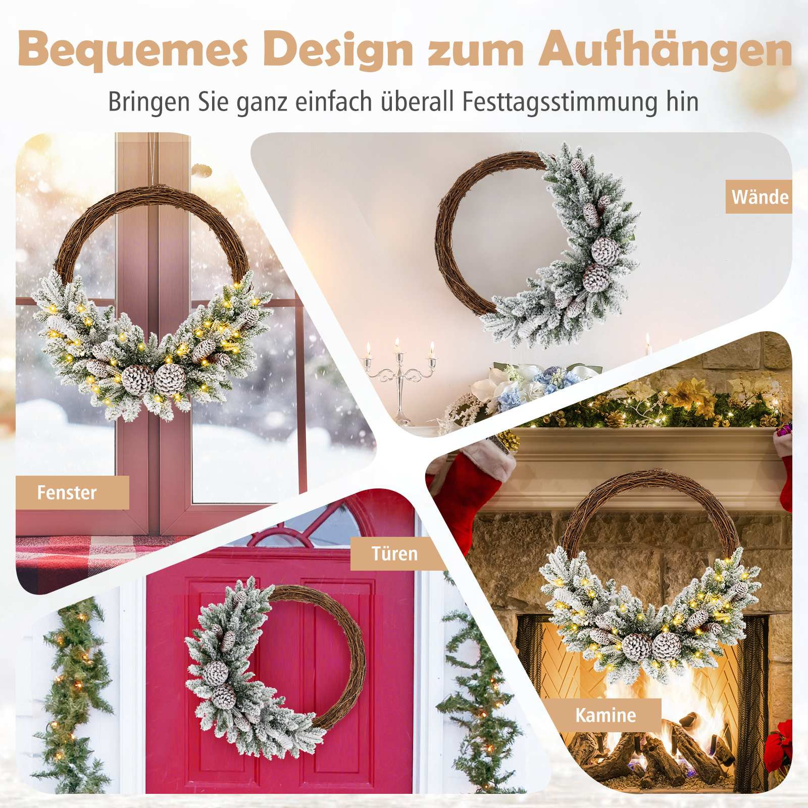 Guirlanda de Natal pré-iluminada de 60 cm (24 polegadas), com 35 LE...