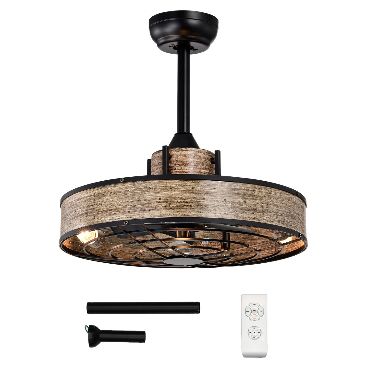 Ventilatore da soffitto con luce, 50 cm, telecomando e timer 4 ore