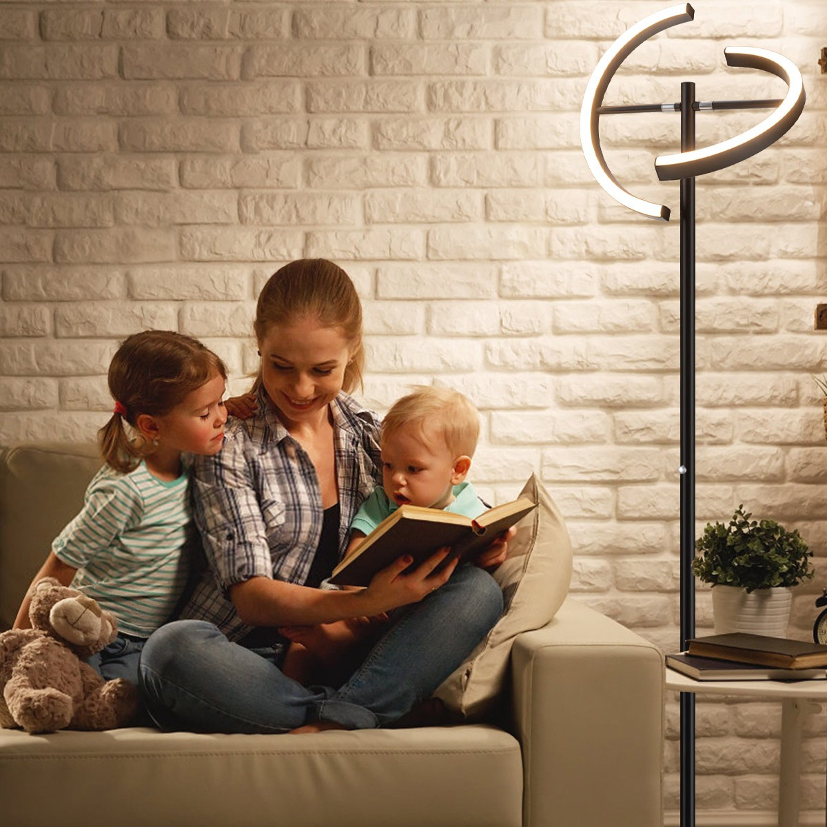 Lampadaire LED, commande tactile à intensité variable, métal noir
