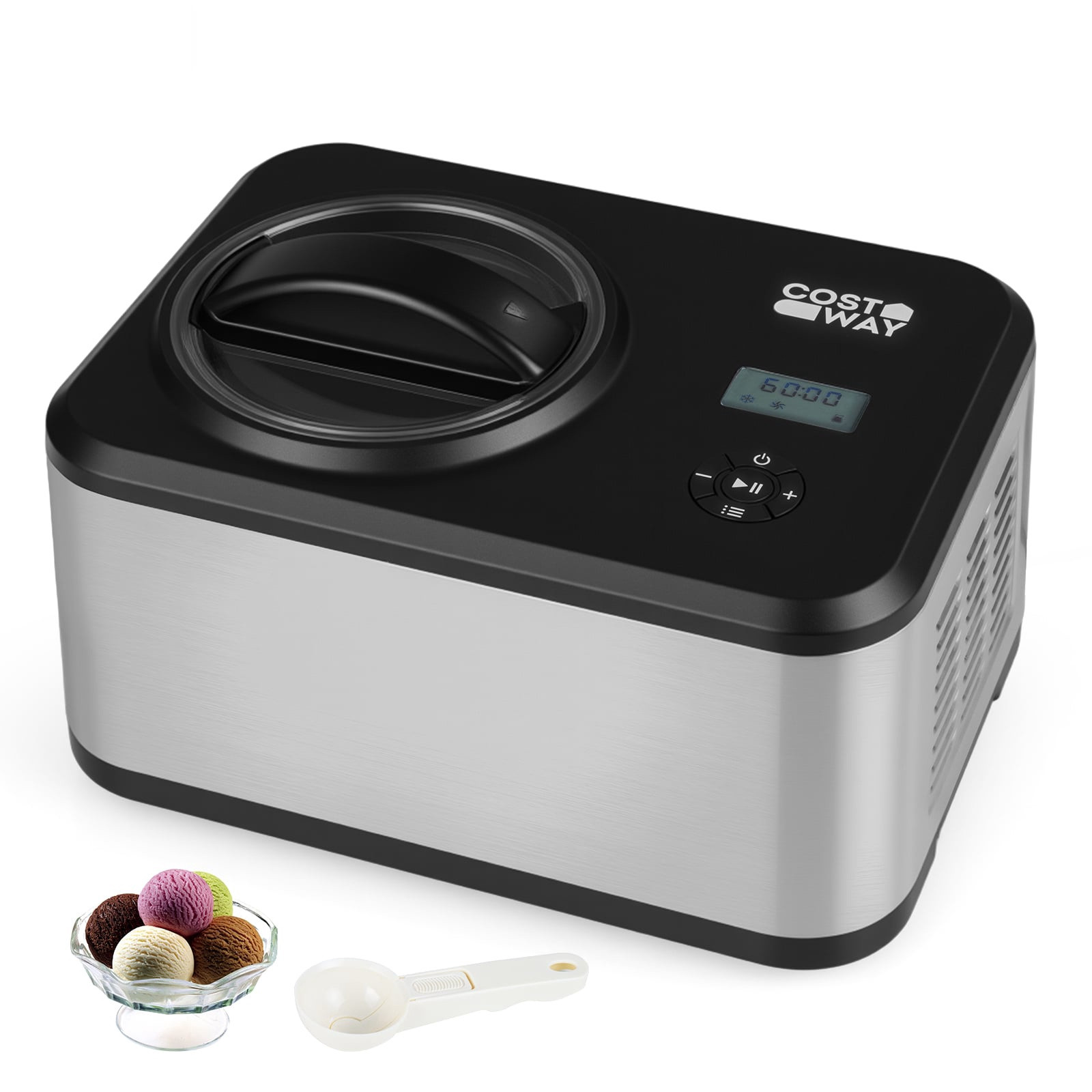 Kompressor-Eismaschine 1,5 l, Edelstahl, LCD-Timer