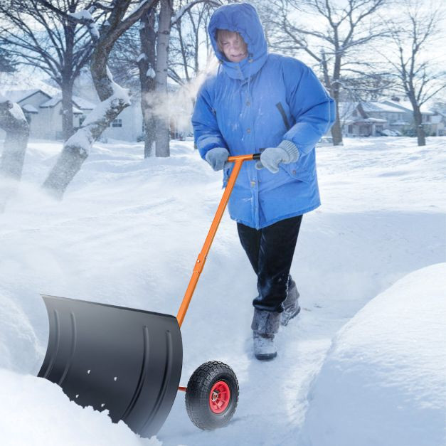 Empurrador de neve de 29 polegadas, com cabo ajustável e rodas de 1...