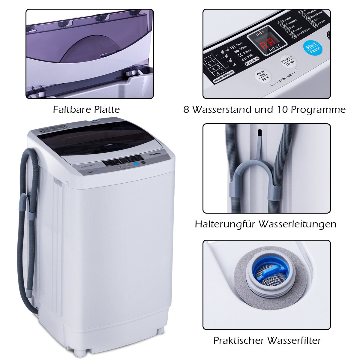 Mini Fully Automatic Washing Machine, 4.5 kg, LED, Pump