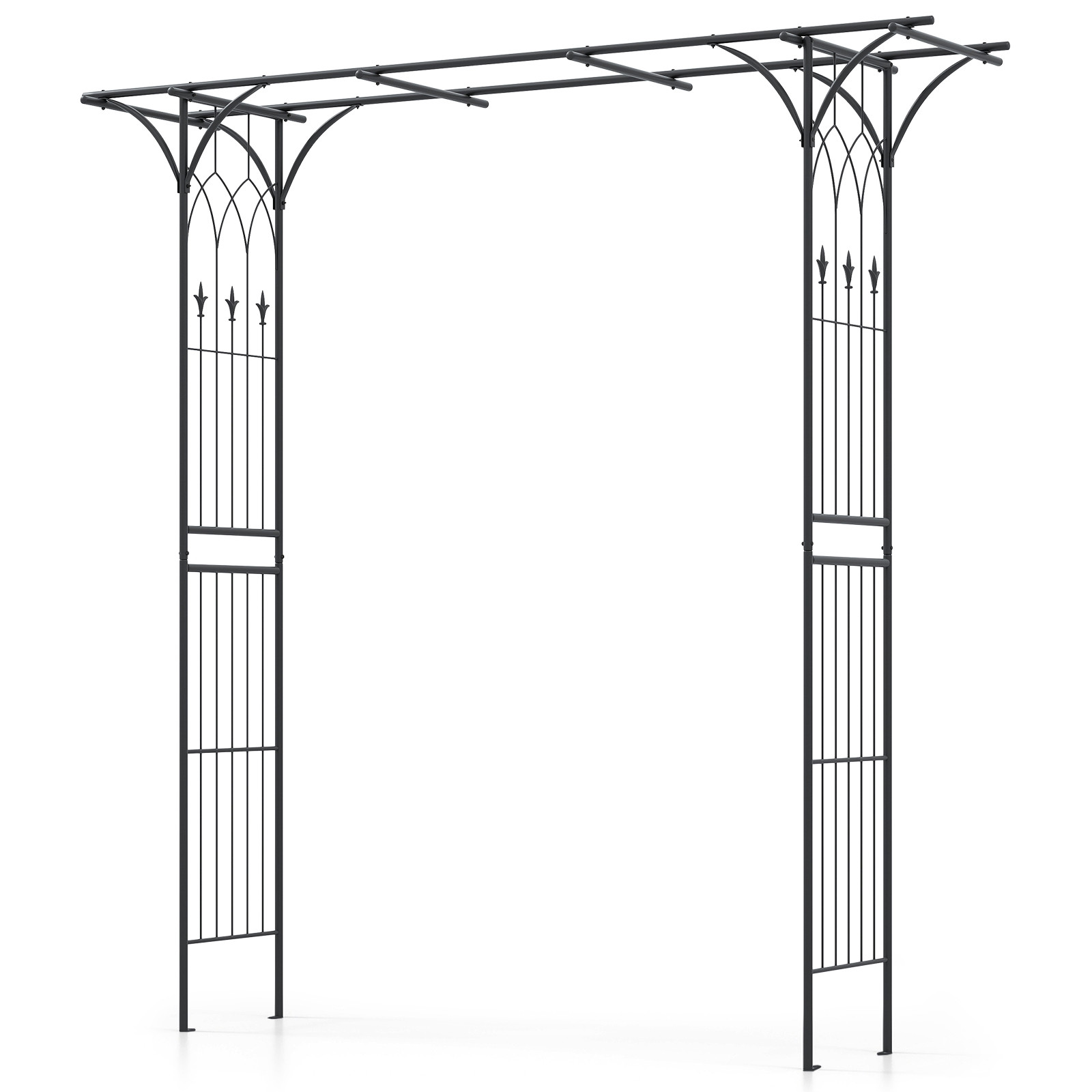 Arco de jardim em metal preto de 81 polegadas para plantas trepadei...
