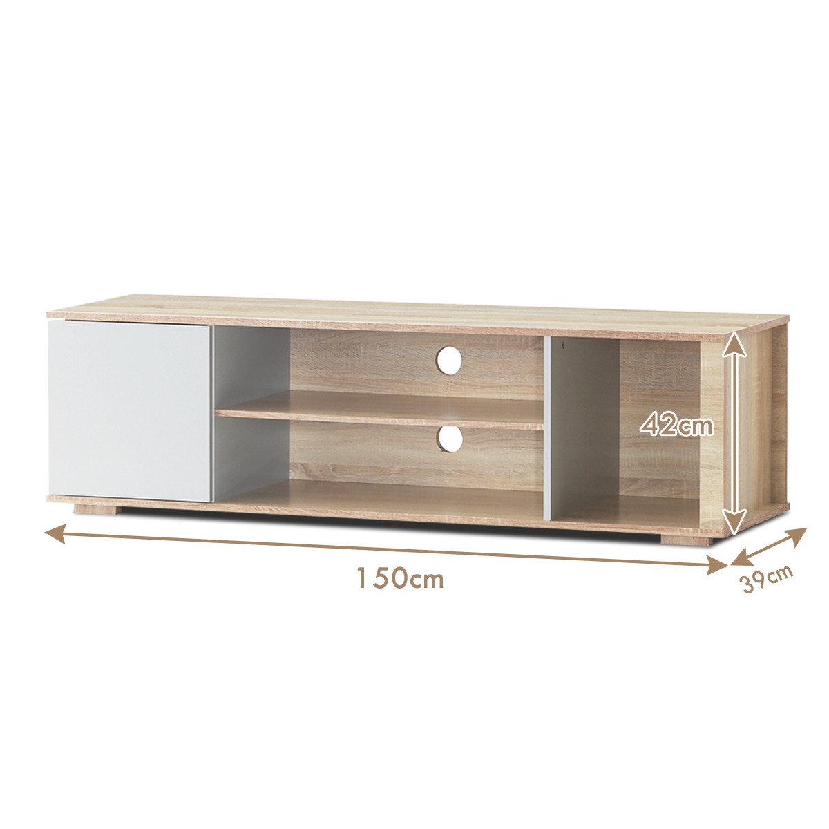 Suporte para TV, console de mídia em carvalho para TVs de até 60 po...