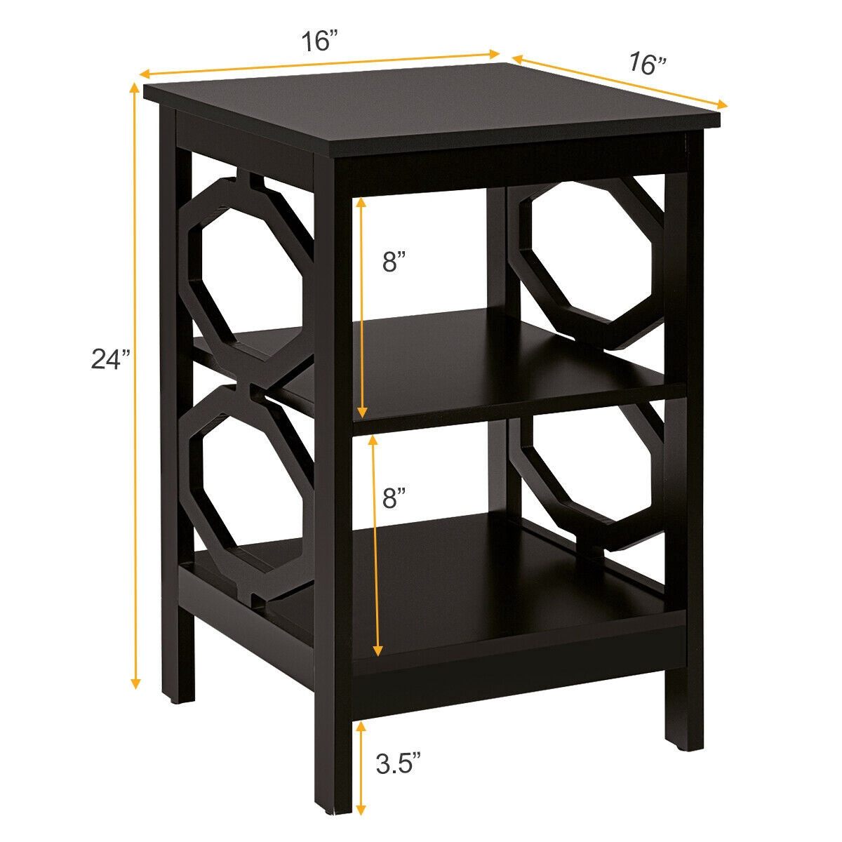 Set di 2 comodini a 3 ripiani, neri
