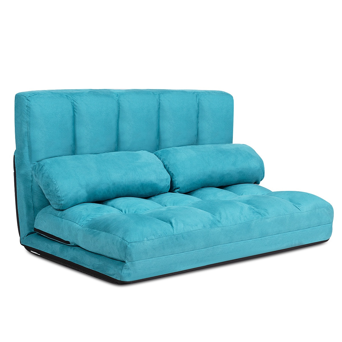 Sofá cama plegable de suelo, ajustable en 6 posiciones, azul.