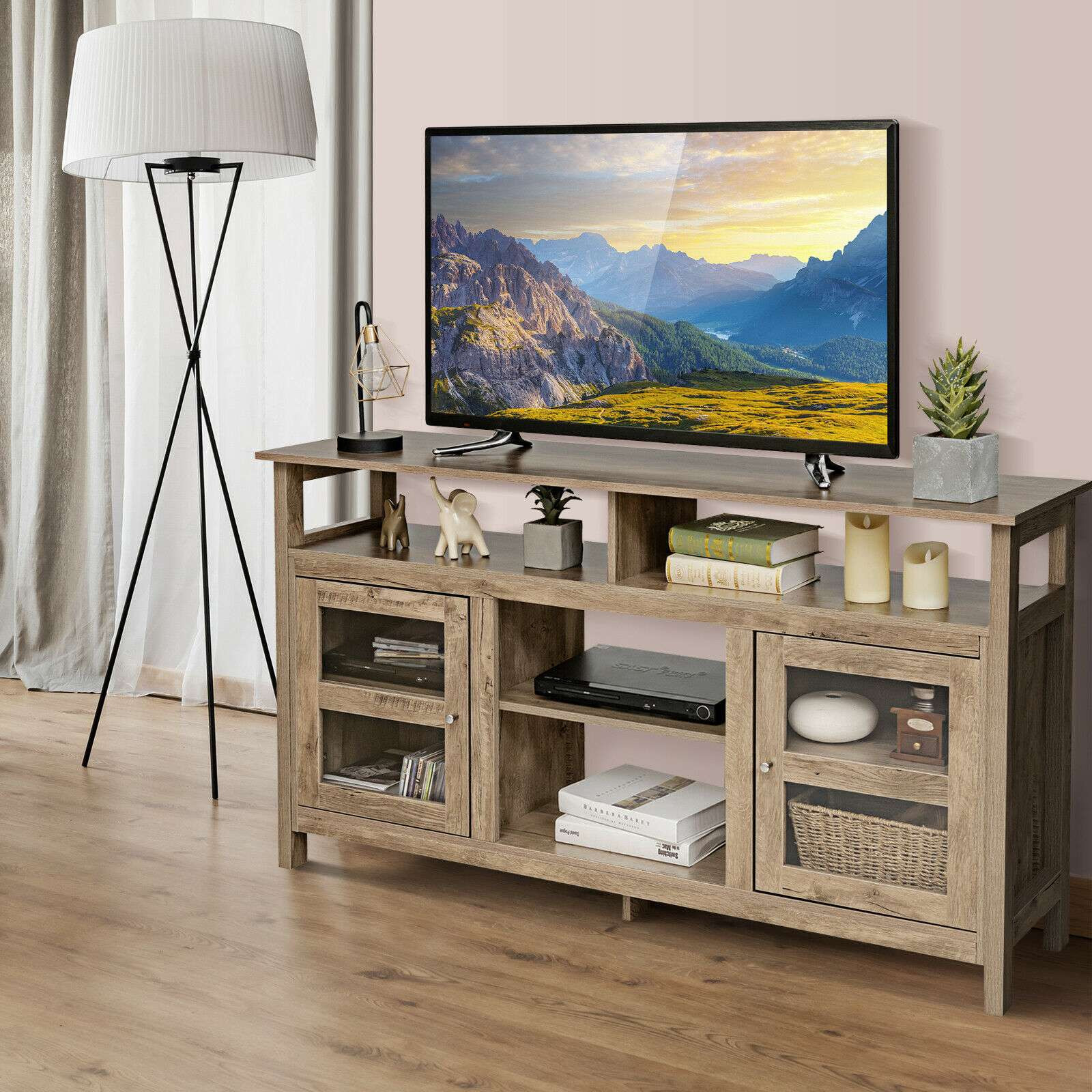 Suporte para TV de 58 polegadas, com 2 armários, comporta TVs de at...