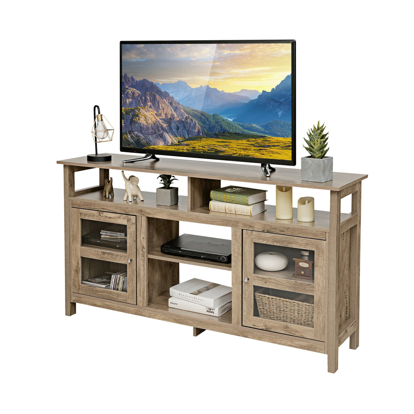 Suporte para TV de 58 polegadas, com 2 armários, comporta TVs de at...