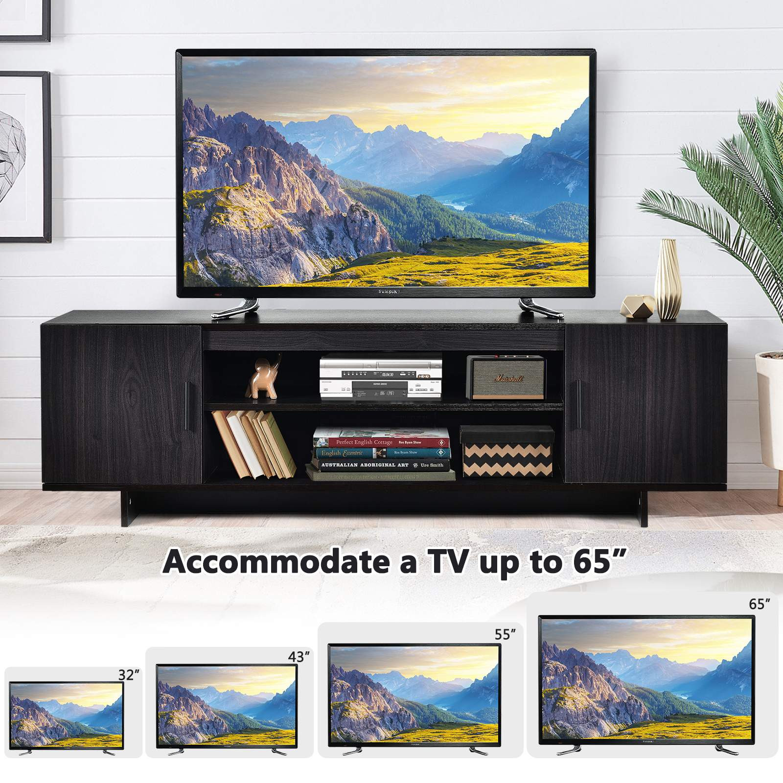 Suporte para TV para televisores de até 65 polegadas, com 2 armário...
